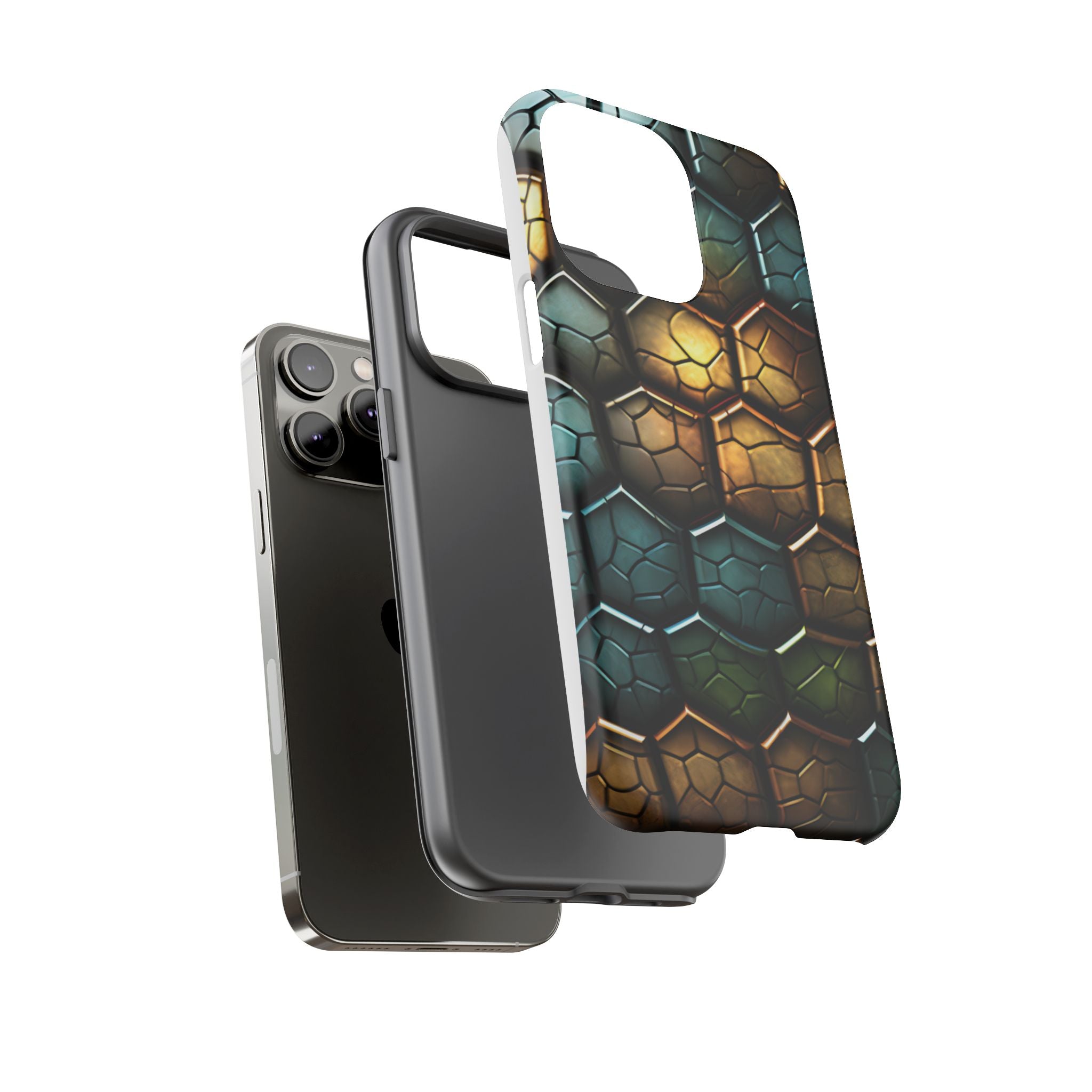 HexaScale iPhone Case: Teal & Bronze