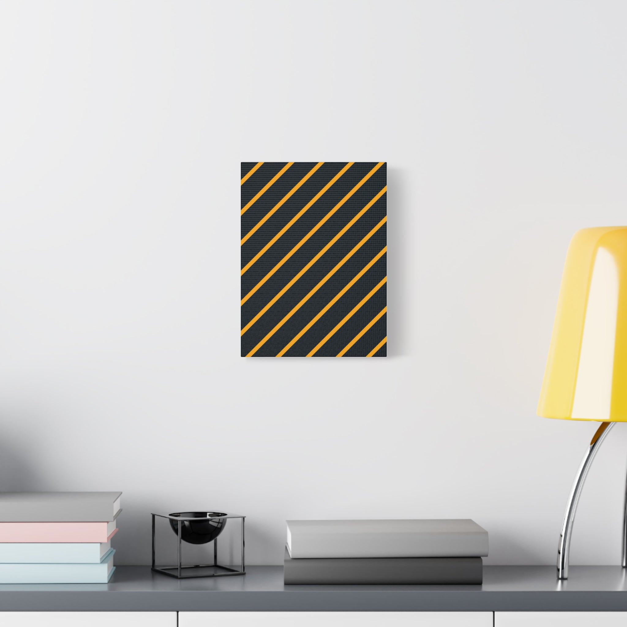 Bold Orange Diagonal Stripes Matte Canvas Art