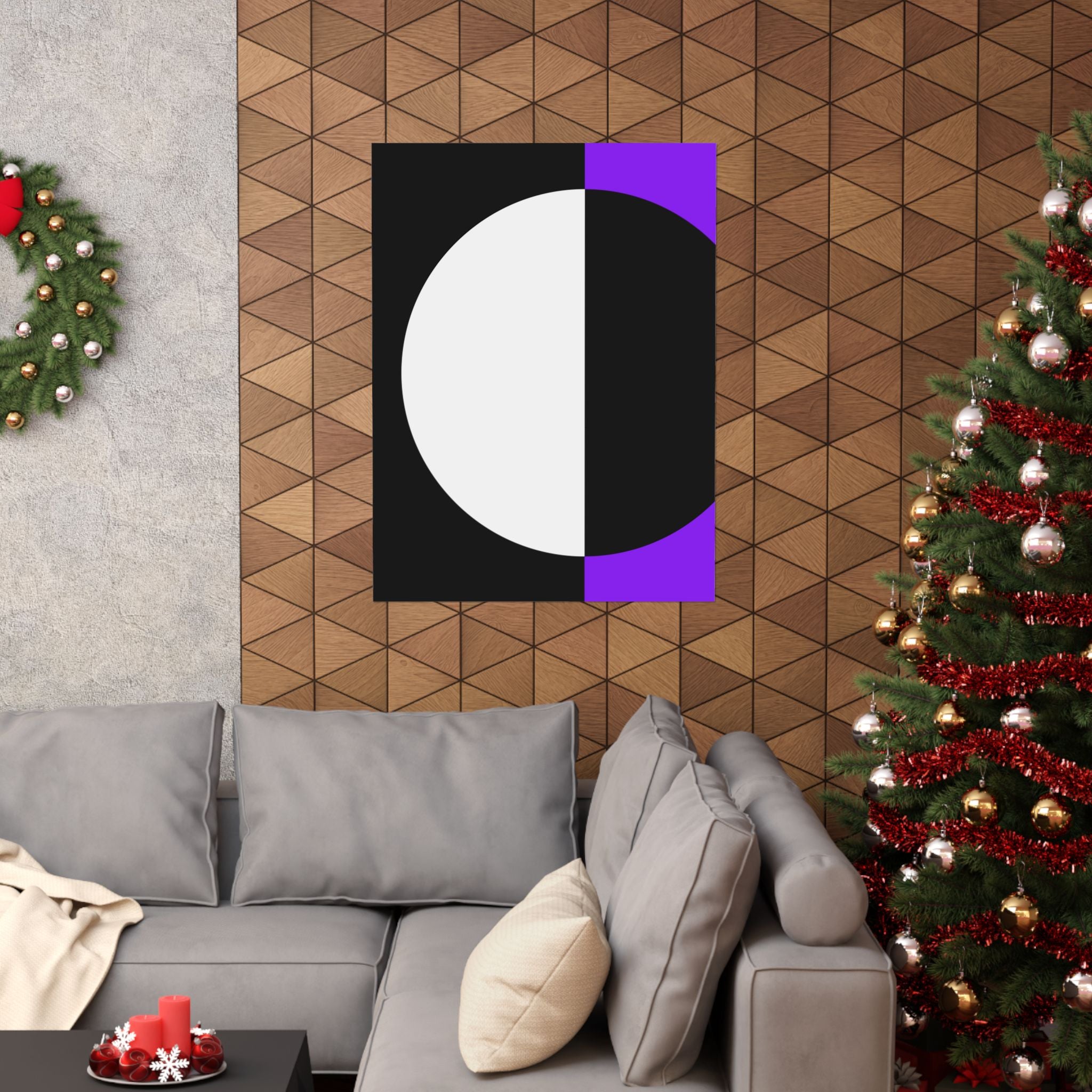 Abstract Purple & Black Geometric Poster