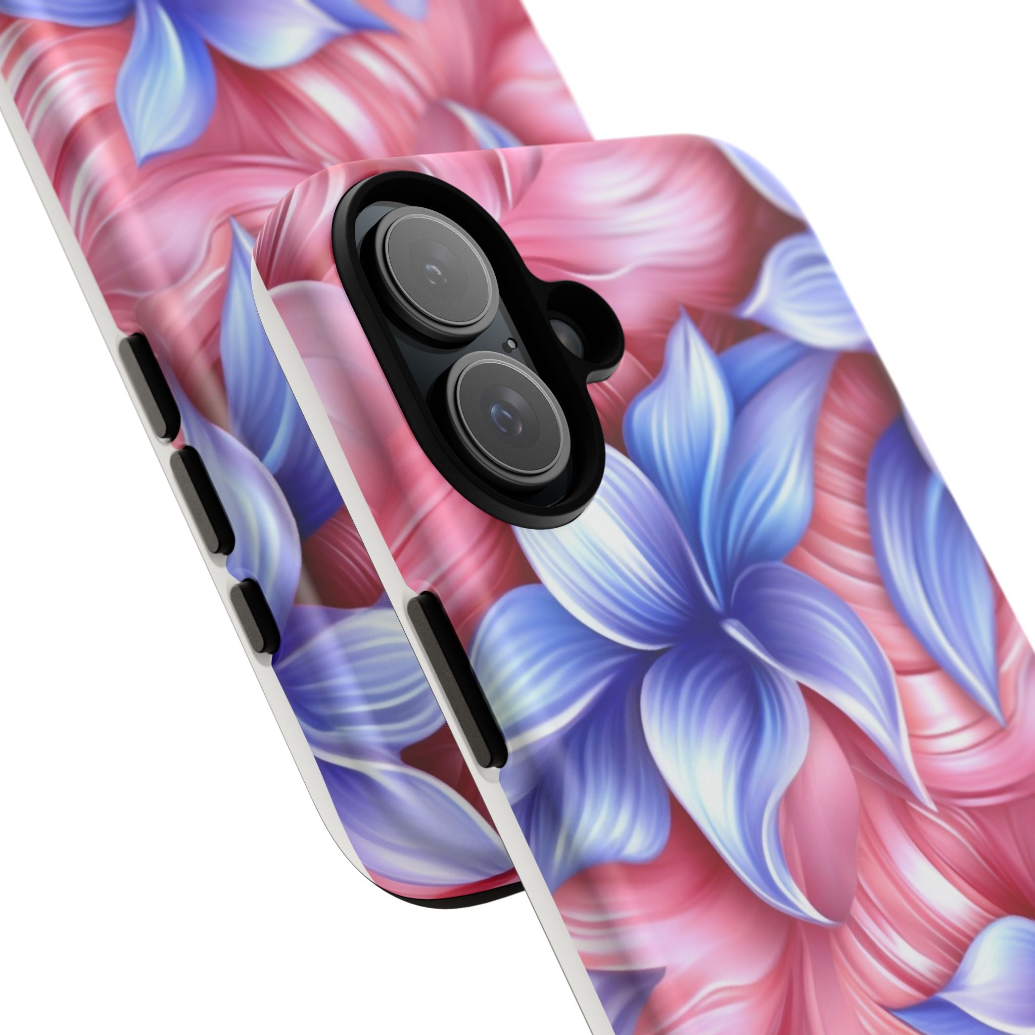 Dreamy Pink & Blue Floral iPhone Case - Hexagon Stone