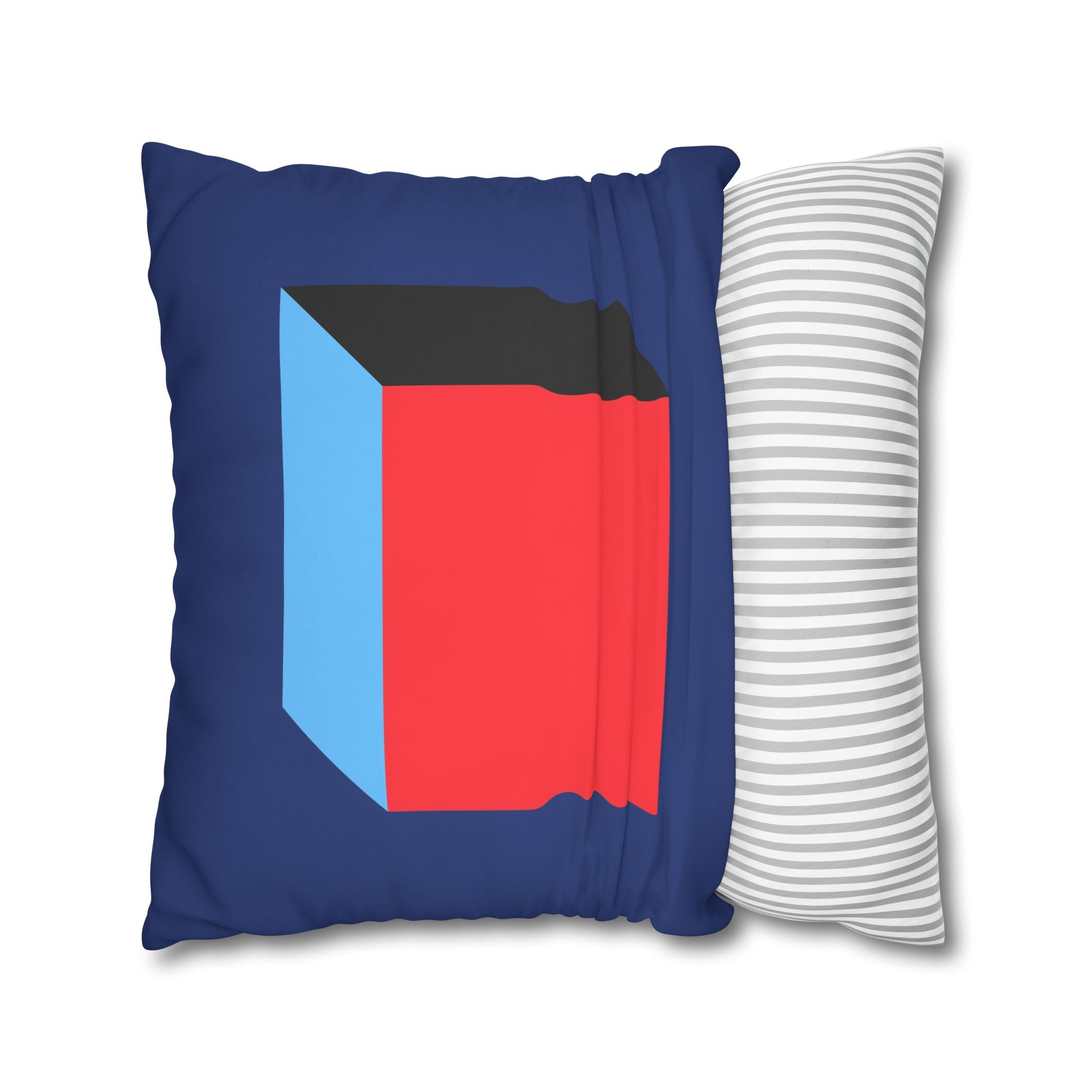 Geometric Cube Pillowcase - Red & Blue