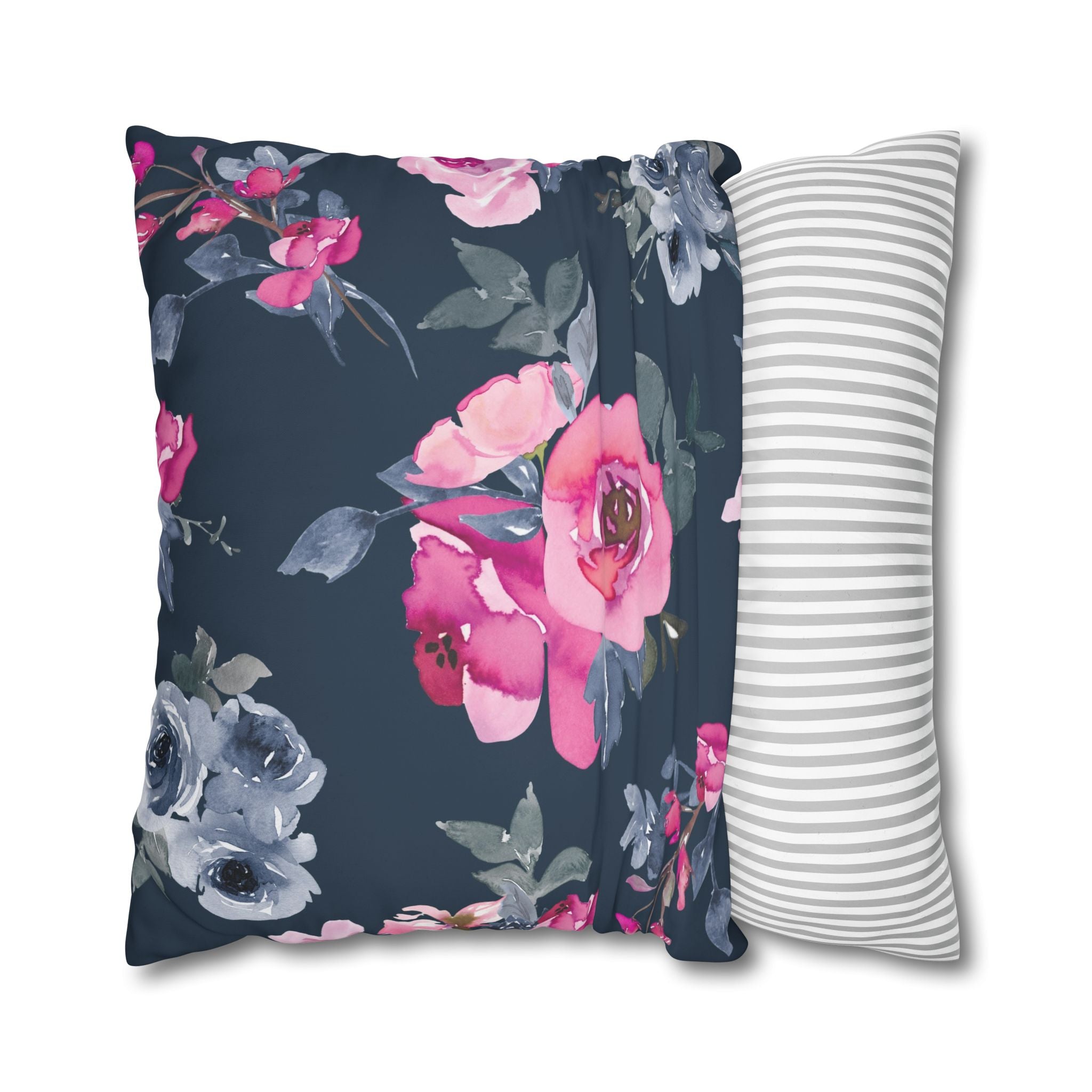 Teal Watercolor Floral Pillowcase