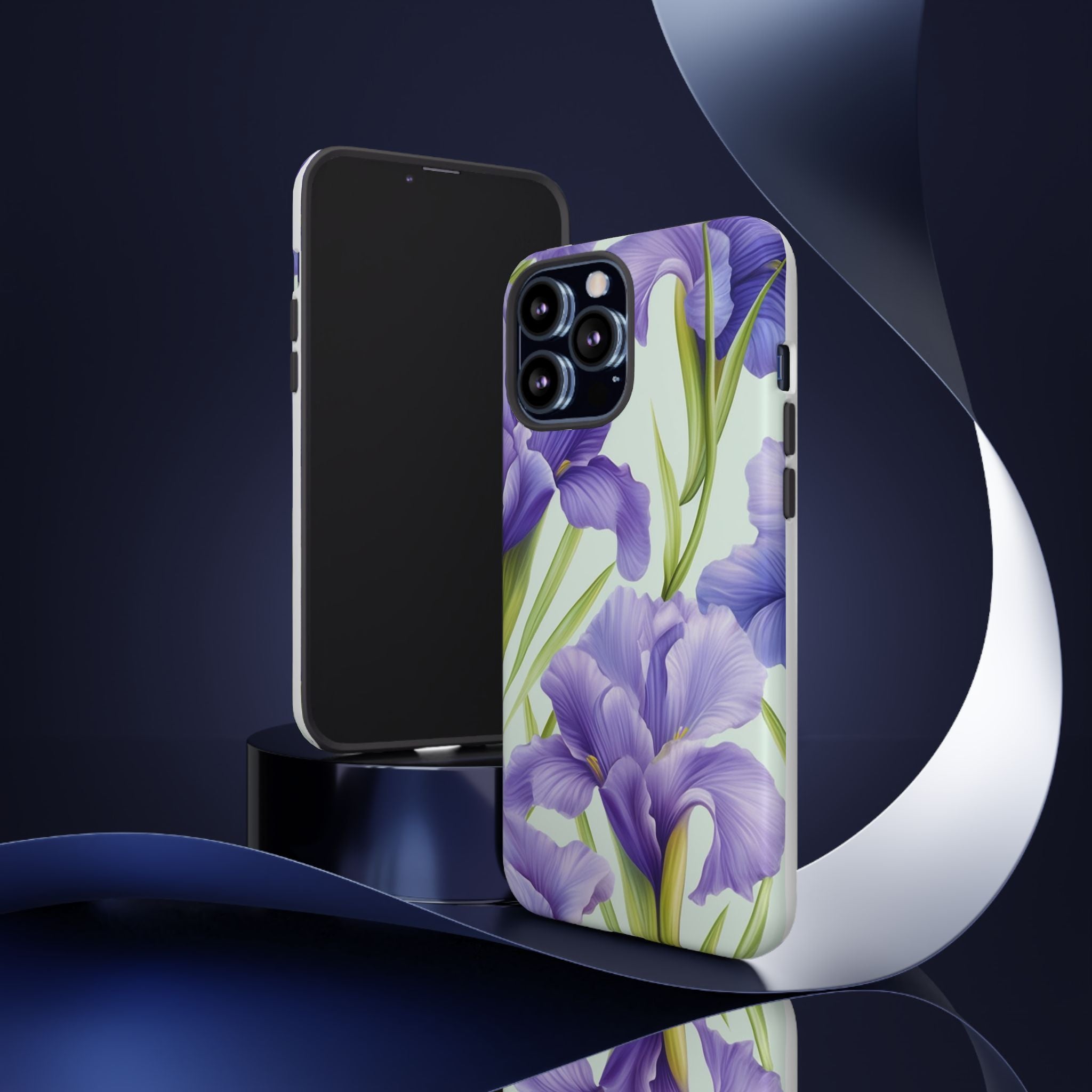 Purple Iris Floral iPhone Case - Hexagon Stone