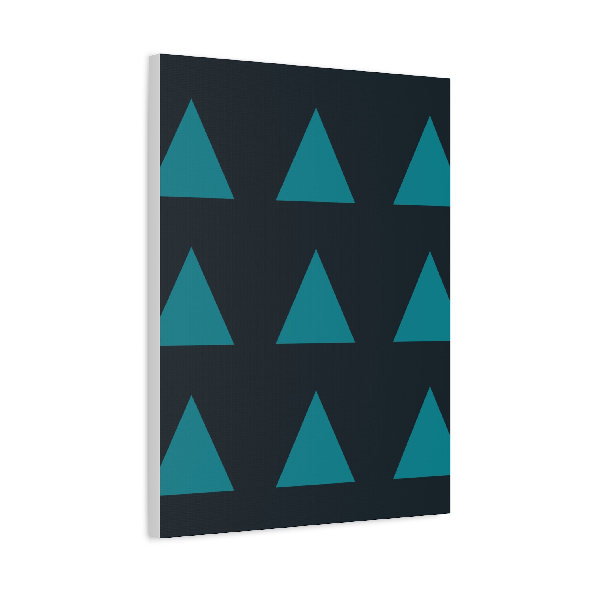 Teal Geometric Triangle Canvas Art