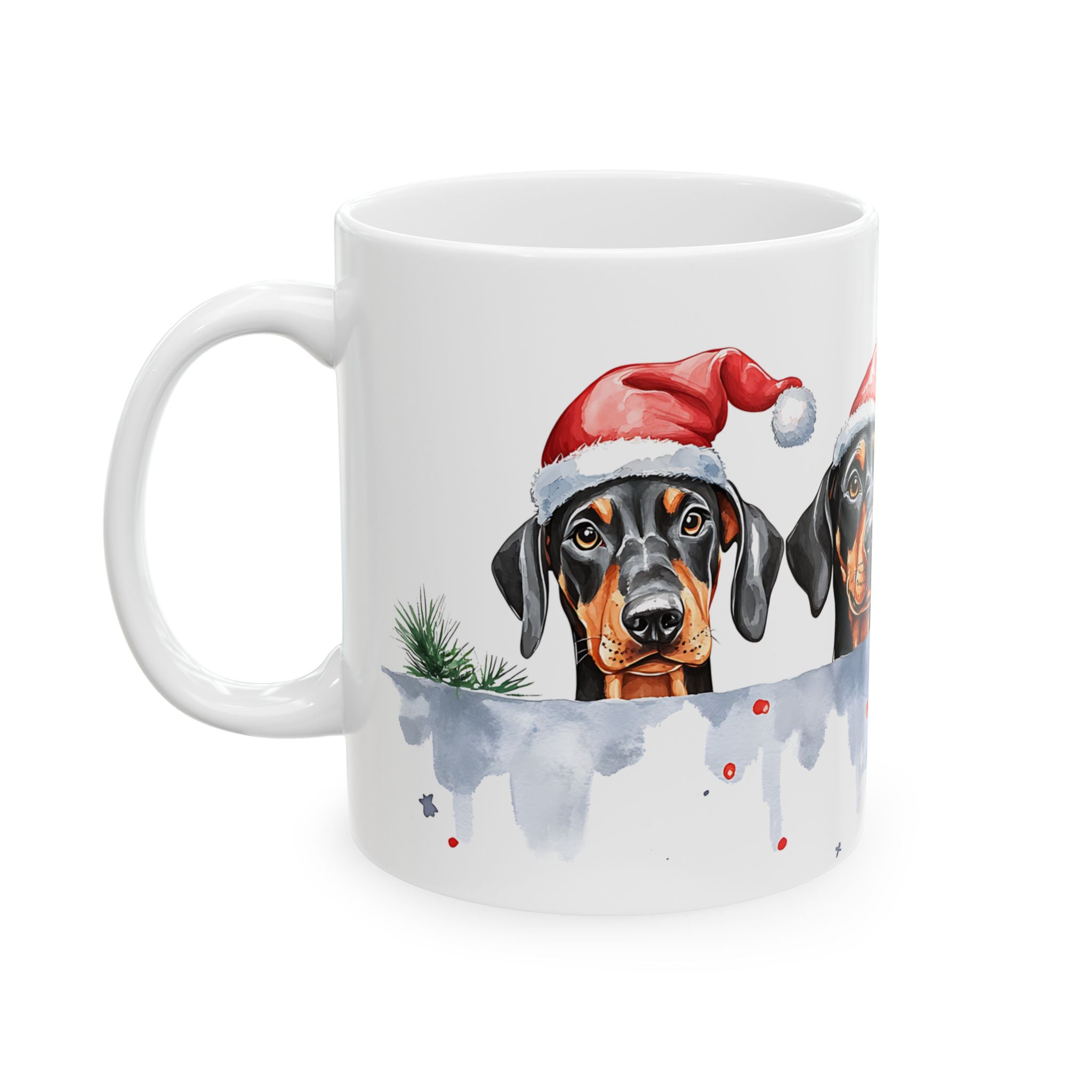 Doberman Christmas Mug - Festive Dogs