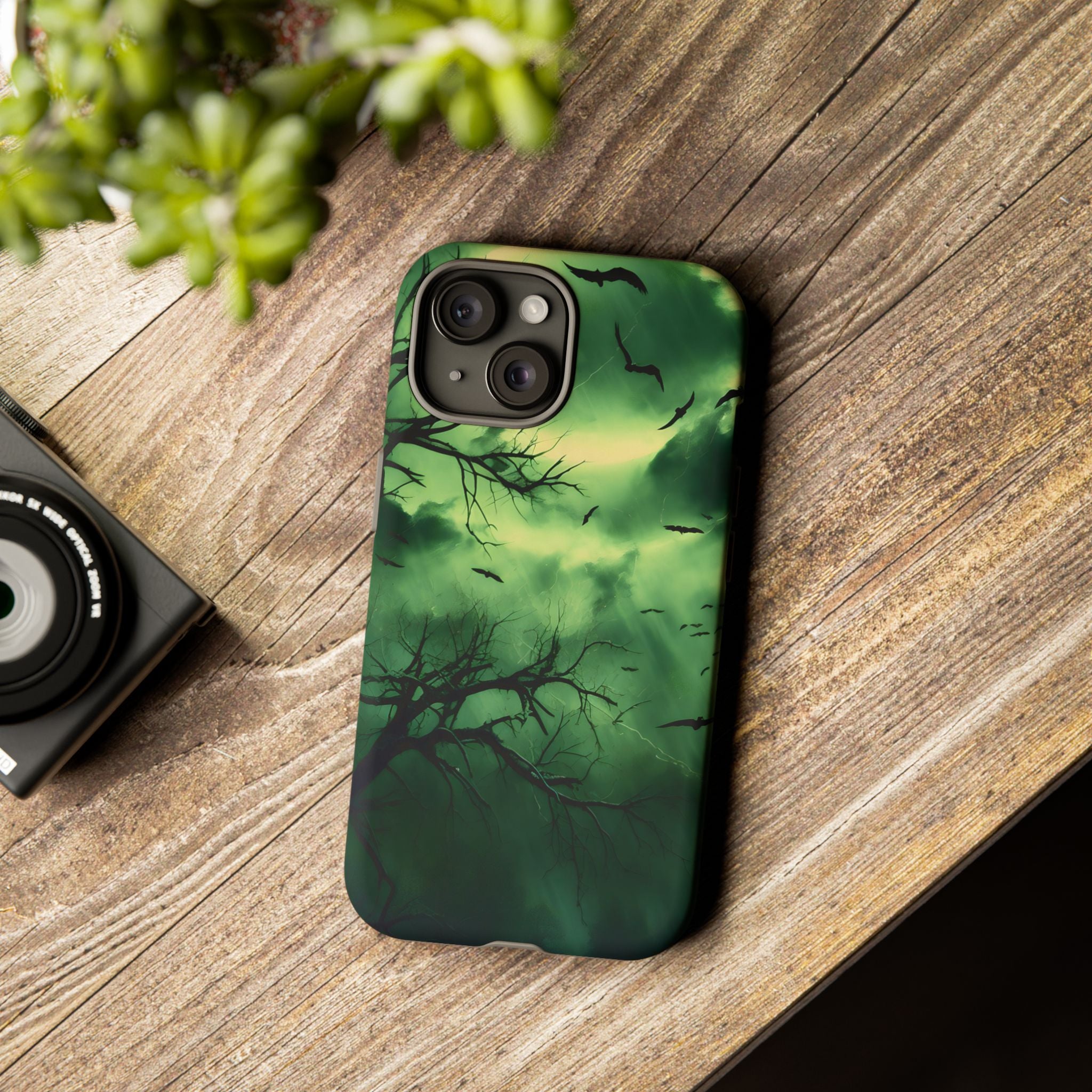 Gothic Green Forest iPhone Case - Hexagon Stone