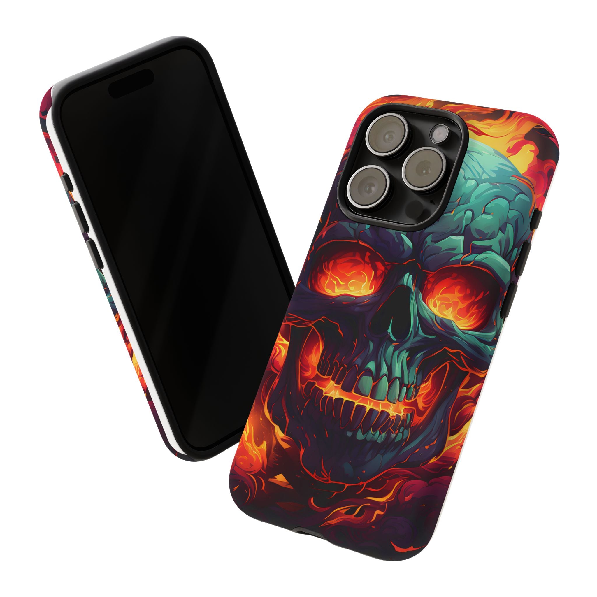 Fiery Skull Hexagon iPhone Case - Rugged