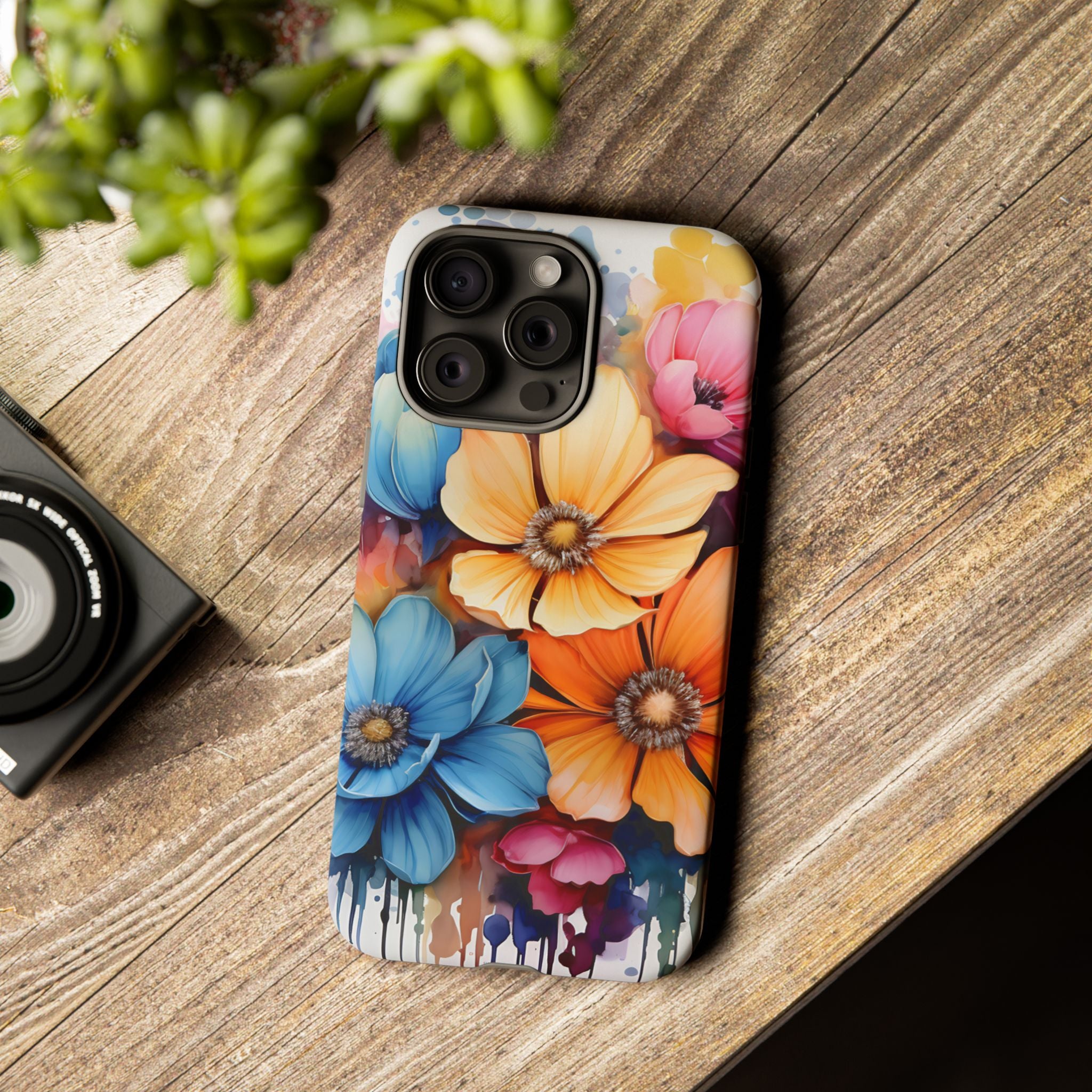 Vibrant Floral Watercolor iPhone Case - Hexagon Stone