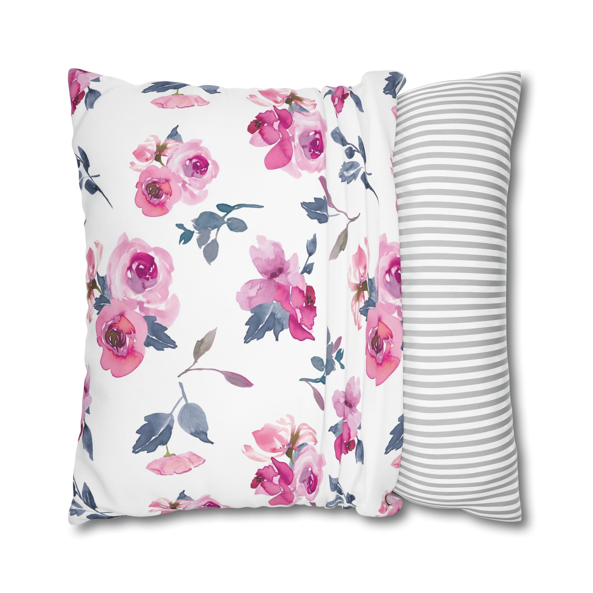 Pink Rose Watercolor Pillowcase