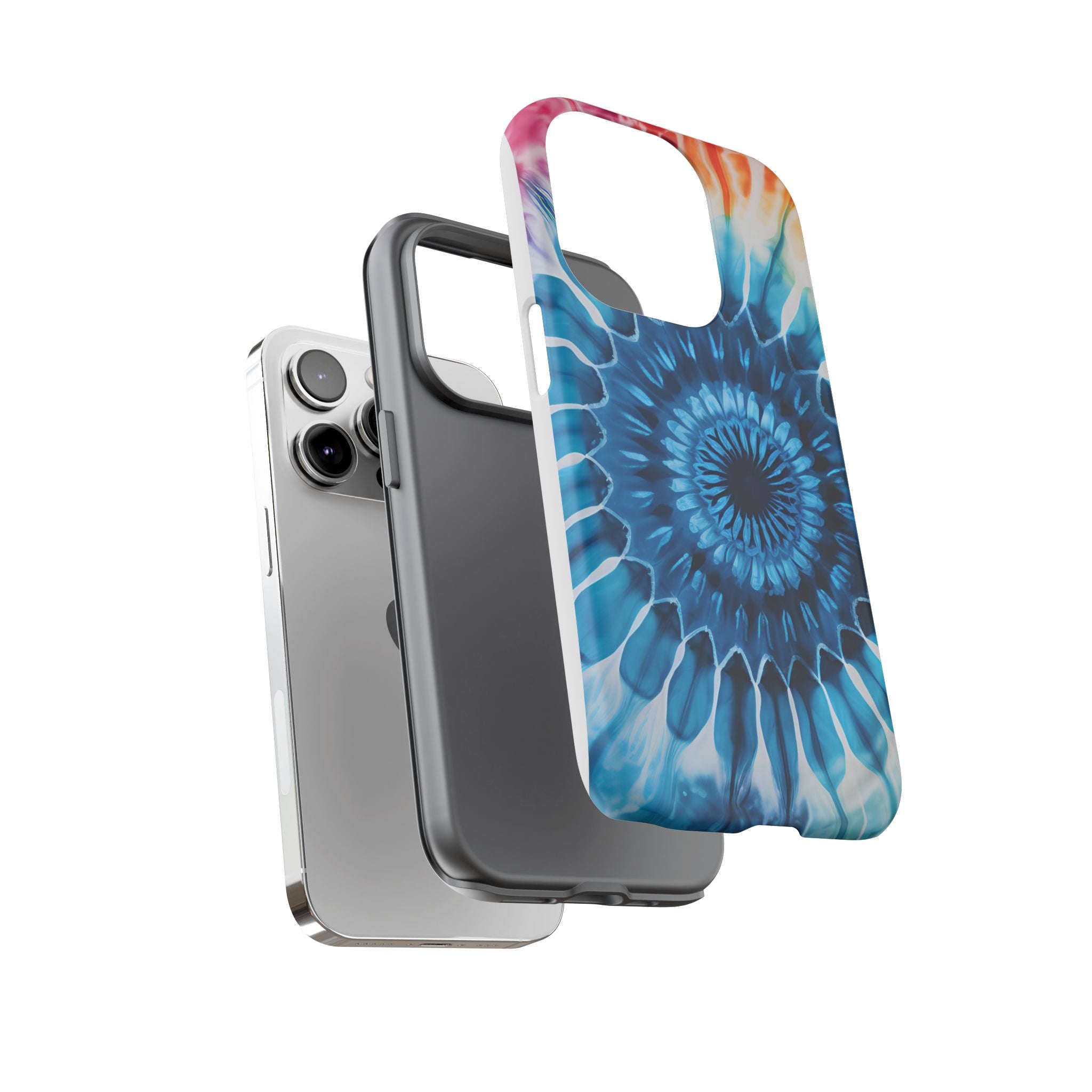 Cosmic Mandala Tie-Dye iPhone Case - Rugged Hexagon Stone