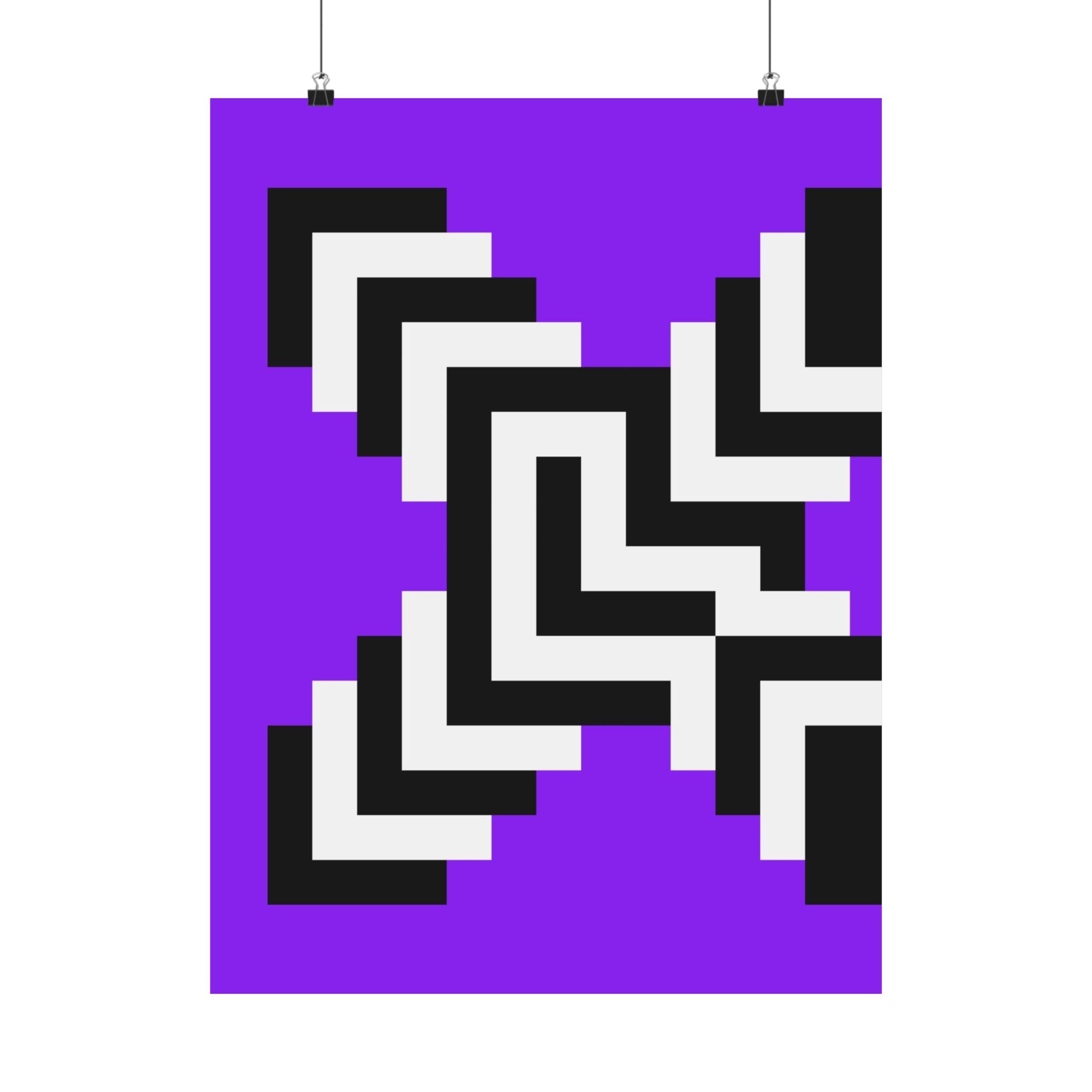 Geometric Pixel Art Purple Poster