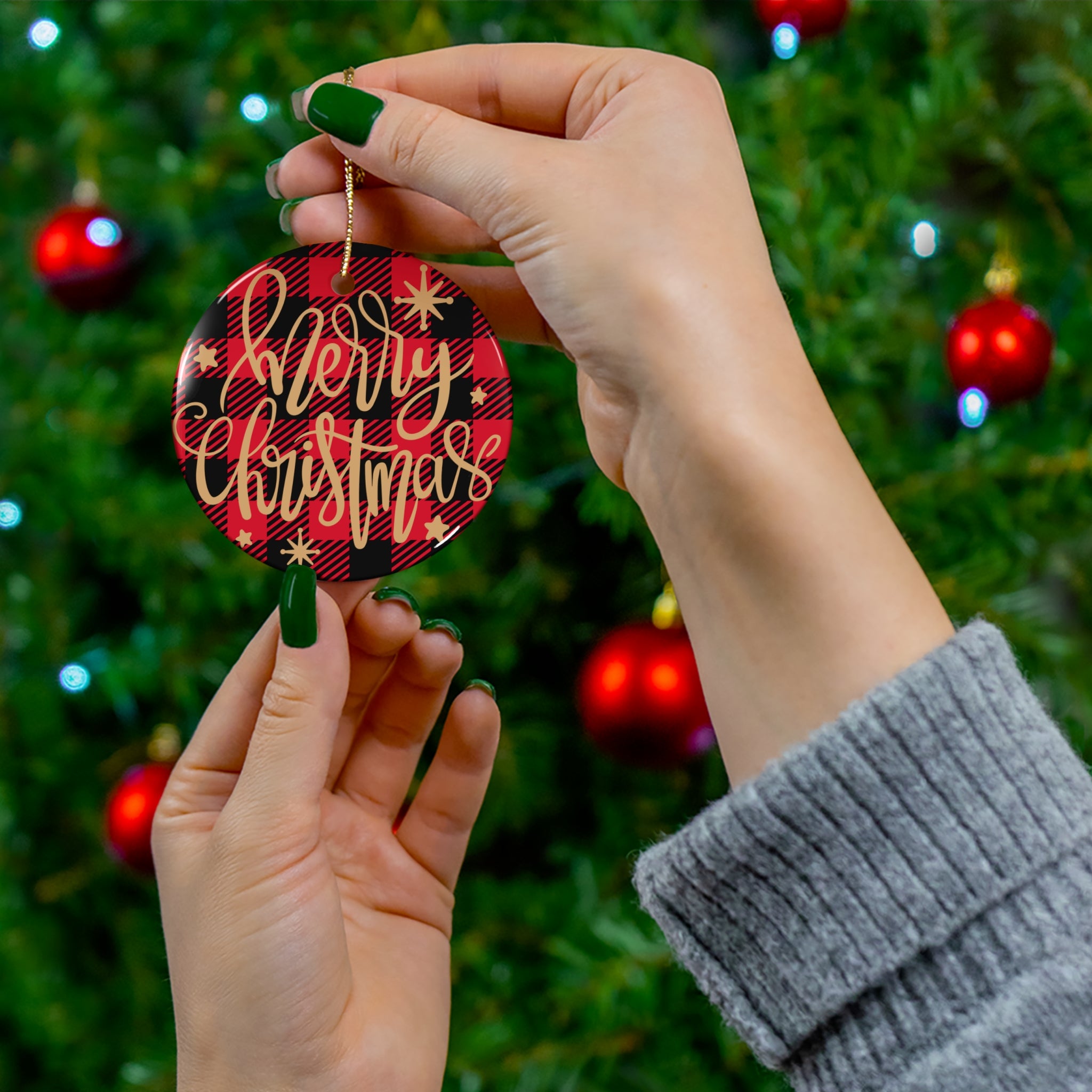 Buffalo Plaid Merry Christmas Ornament