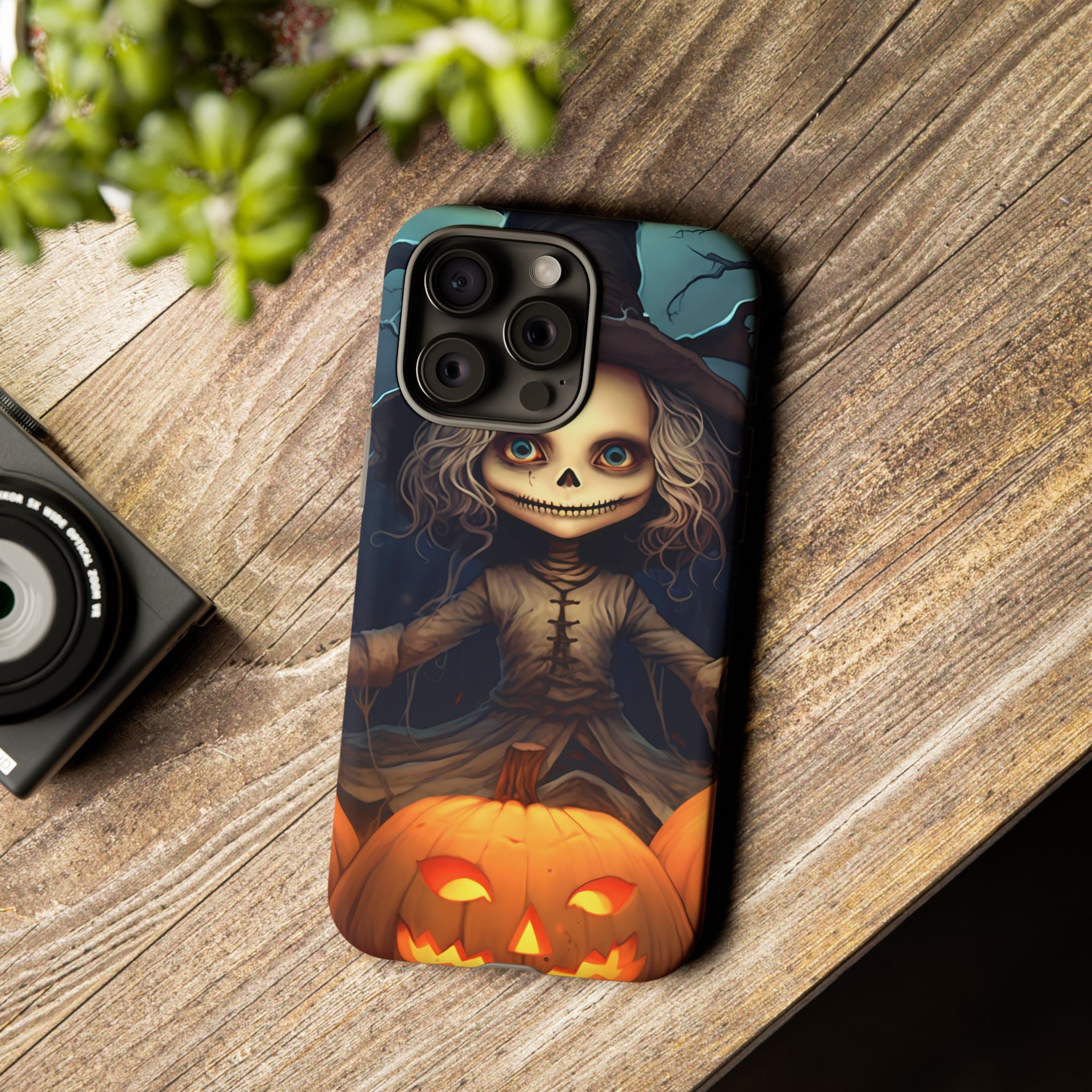 Spooky Skull Girl Halloween iPhone Case - Hexagon Stone