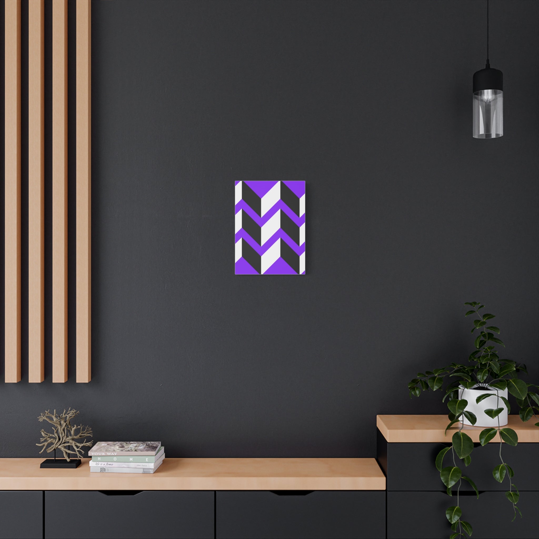 Purple Geometric Wave Canvas Art