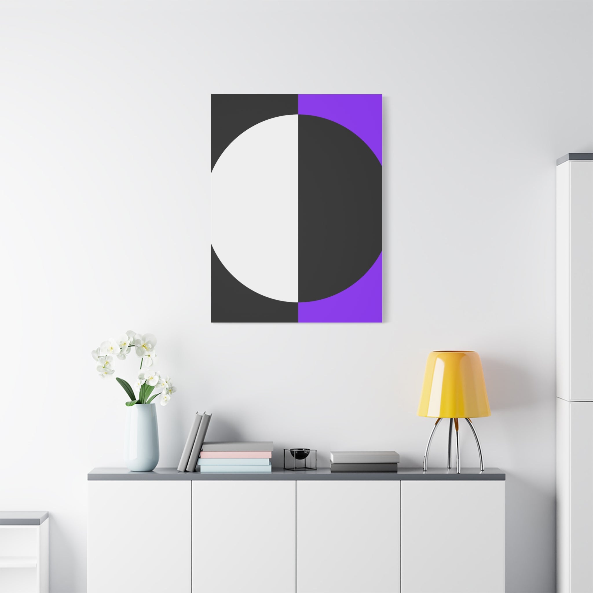 Abstract Purple & Black Circle Canvas Art