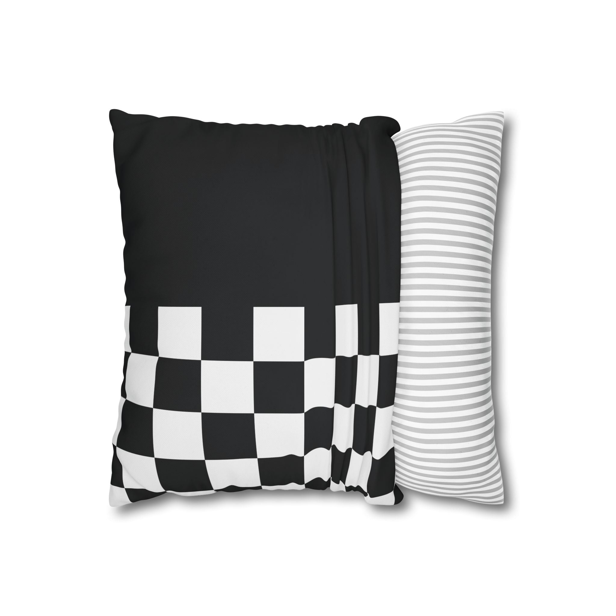 Abstract Checkered Pillowcase - Black & White