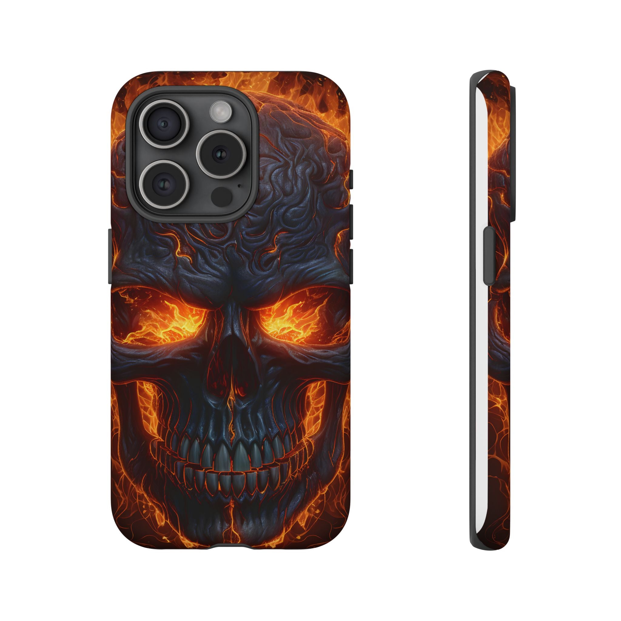 Fiery Skull Hexagon iPhone Case - Rugged Texture