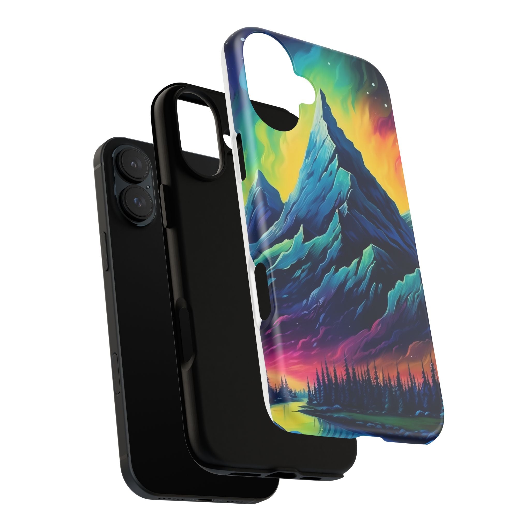 Aurora Mountain Hexagon iPhone Case