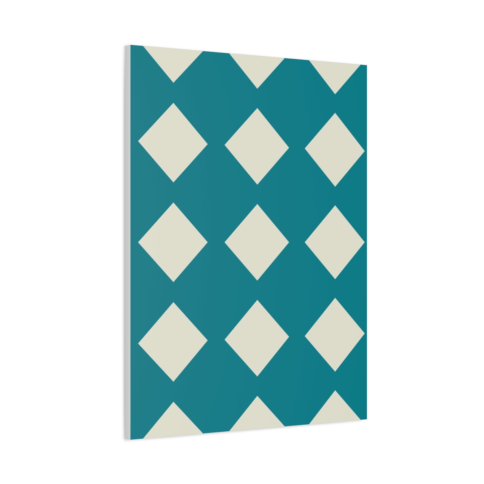 Teal & Cream Diamond Geometric Canvas Art