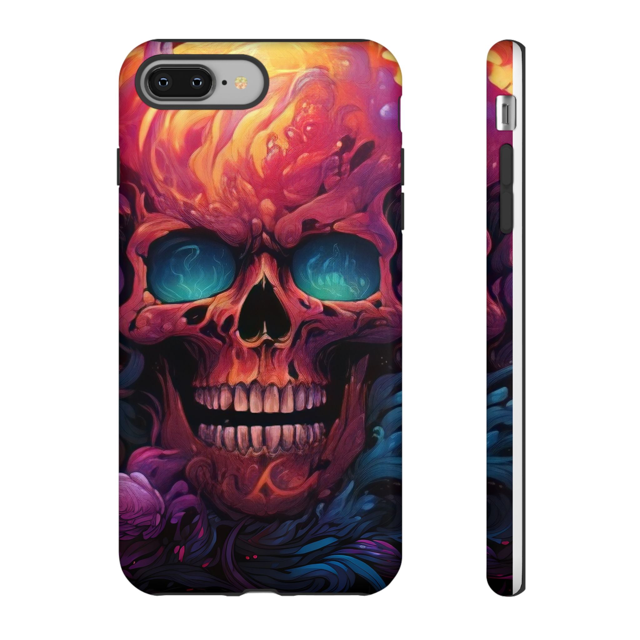 Fiery Skull Hexagon iPhone Case - Rugged Texture