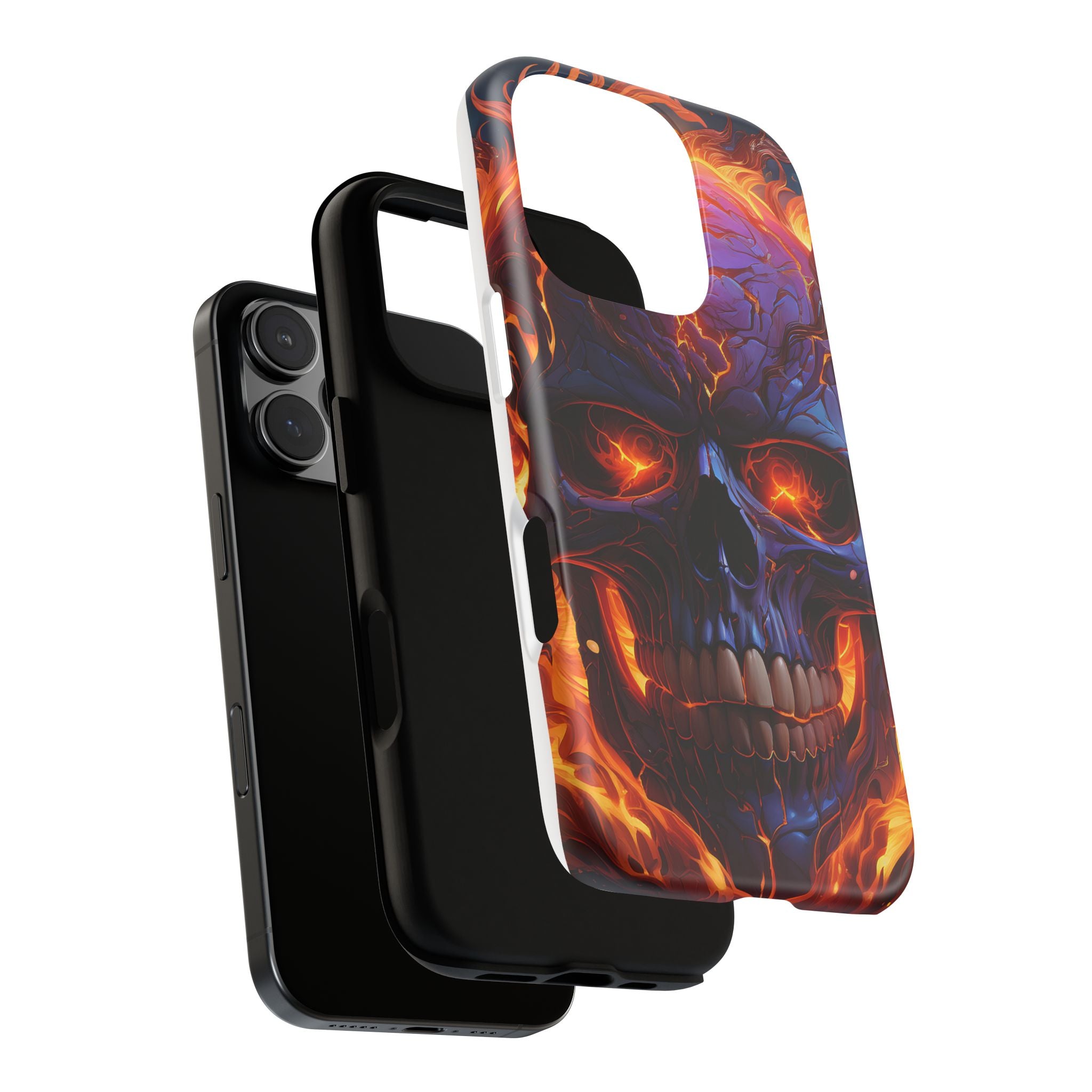 Fiery Skull Hexagon iPhone Case - Rugged Texture