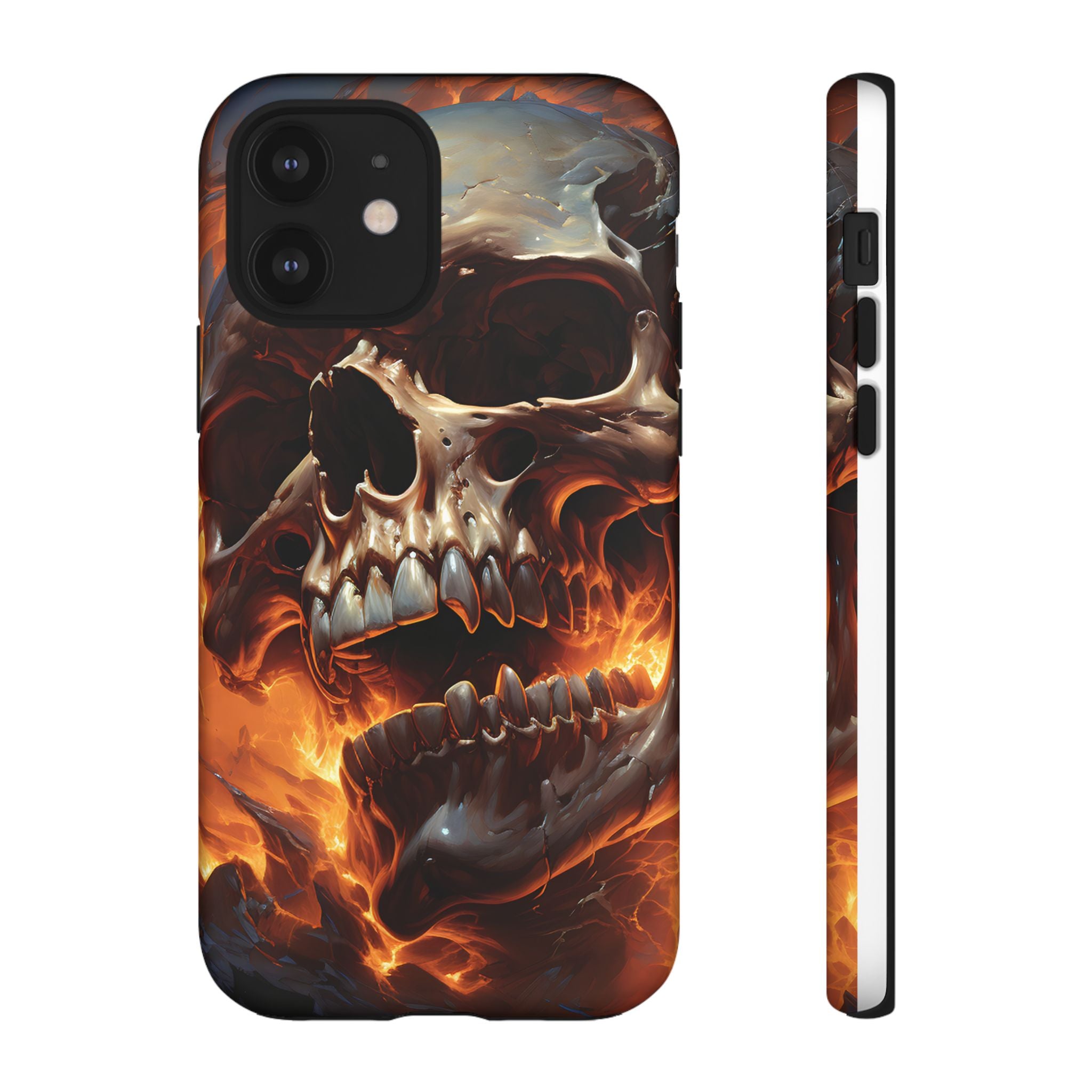 Fiery Skull Hexagon iPhone Case - Rugged