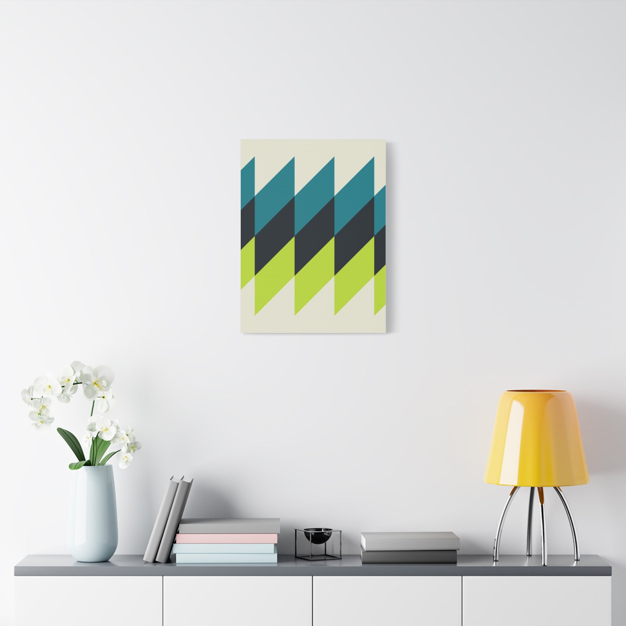 Geometric Teal & Lime Green Canvas Art