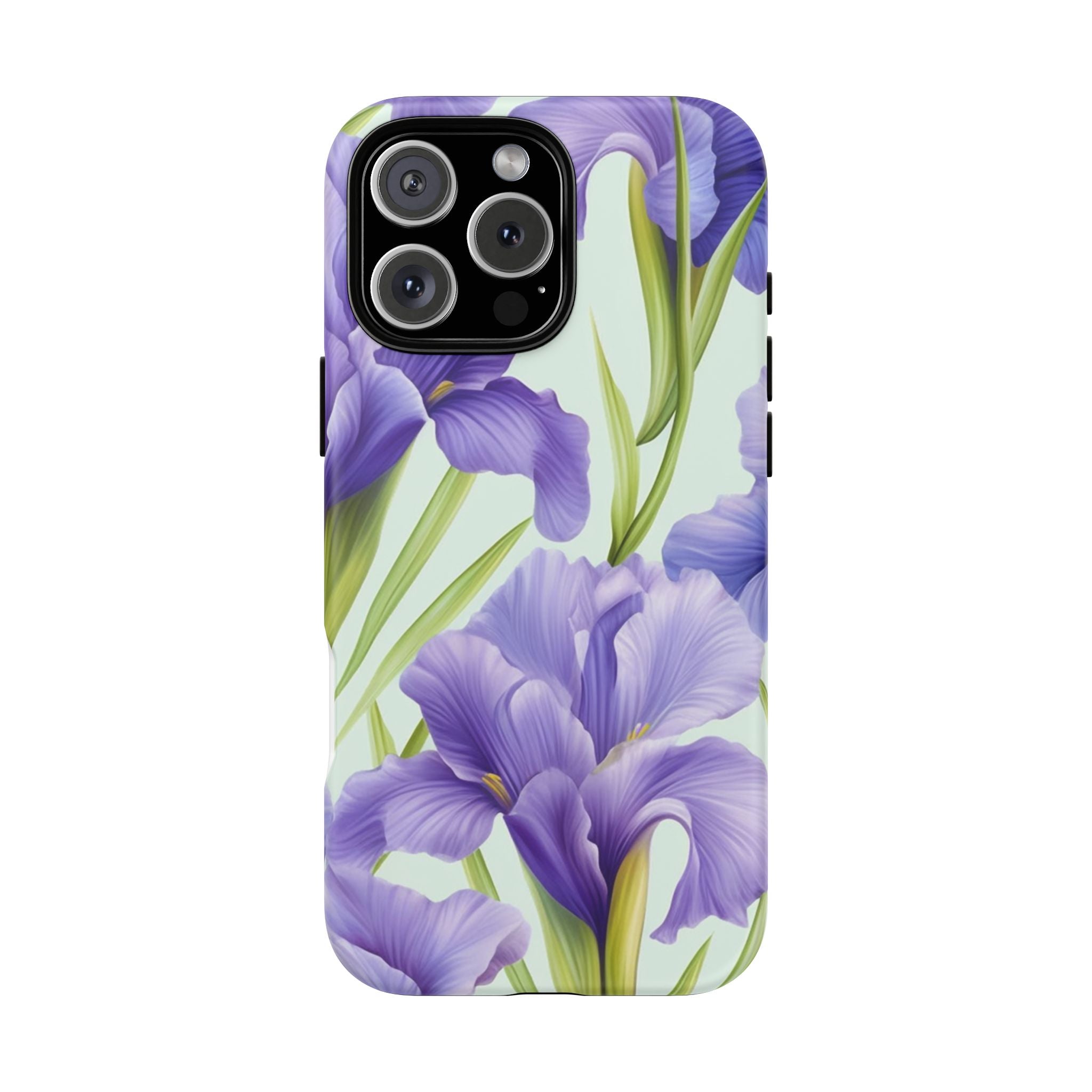 Purple Iris Floral iPhone Case - Hexagon Stone