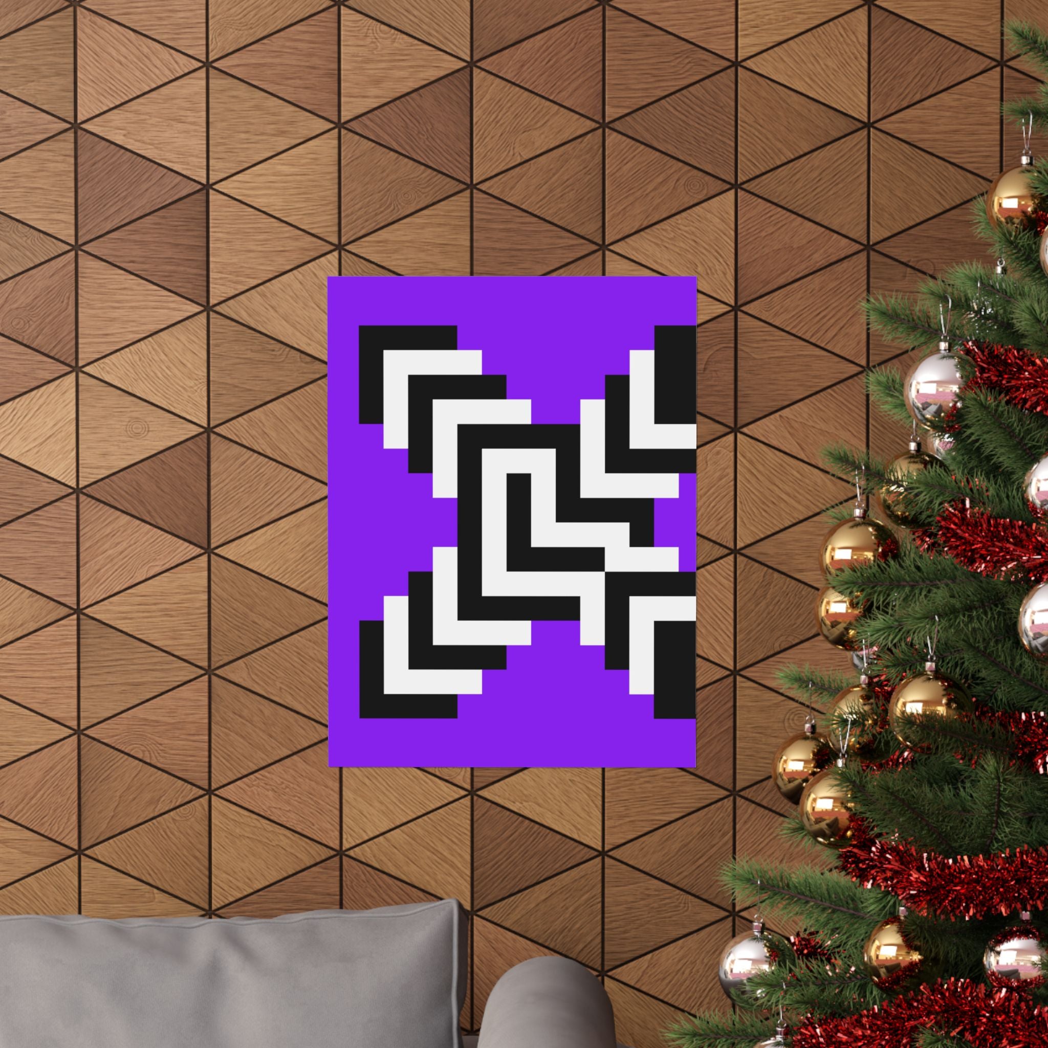 Geometric Pixel Art Purple Poster