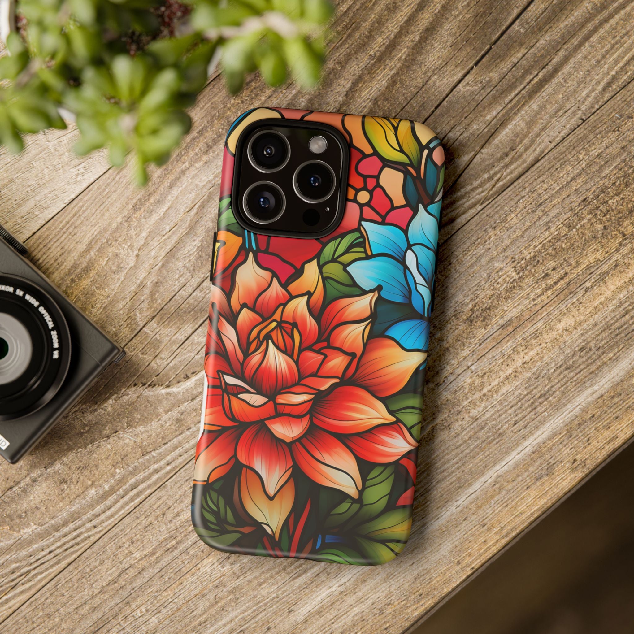 Stained Glass Floral iPhone Case - Hexagon Stone