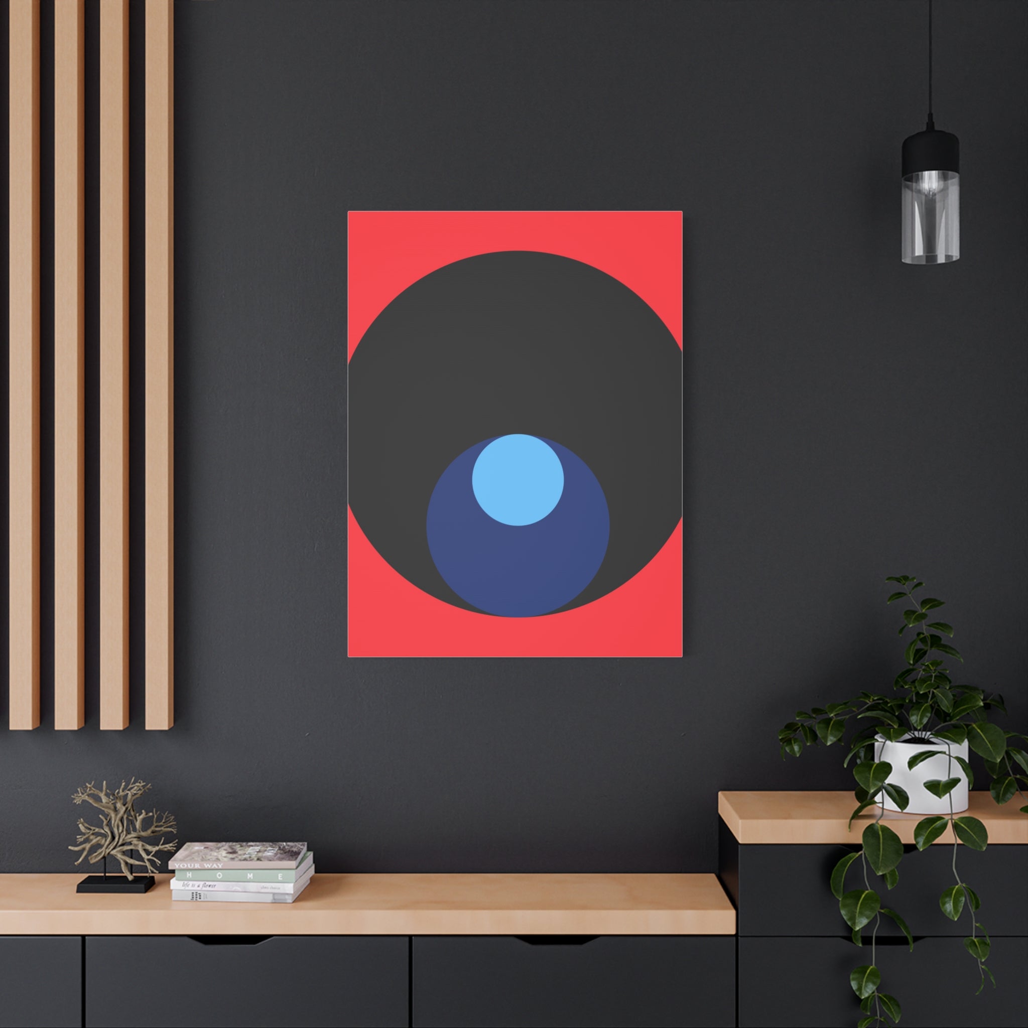 Abstract Concentric Circles Red Canvas Art