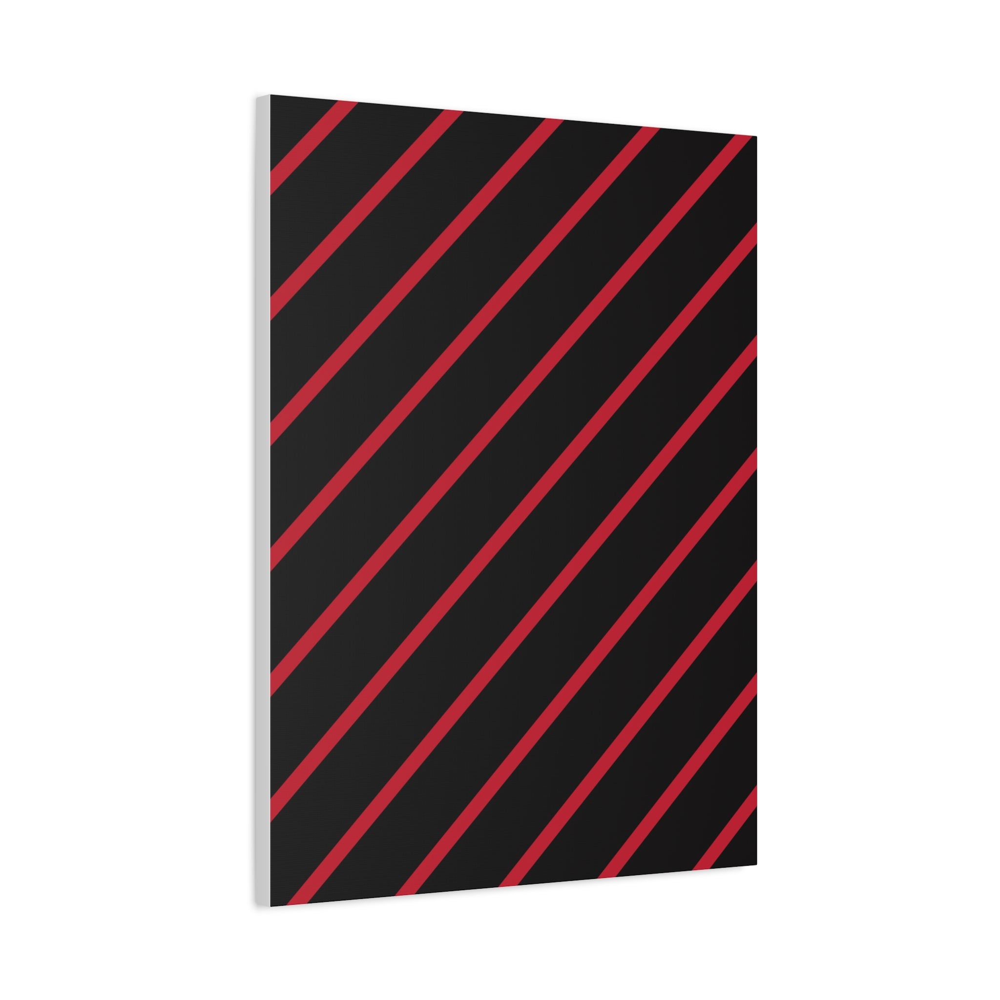 Crimson Diagonal Stripes Matte Canvas Art