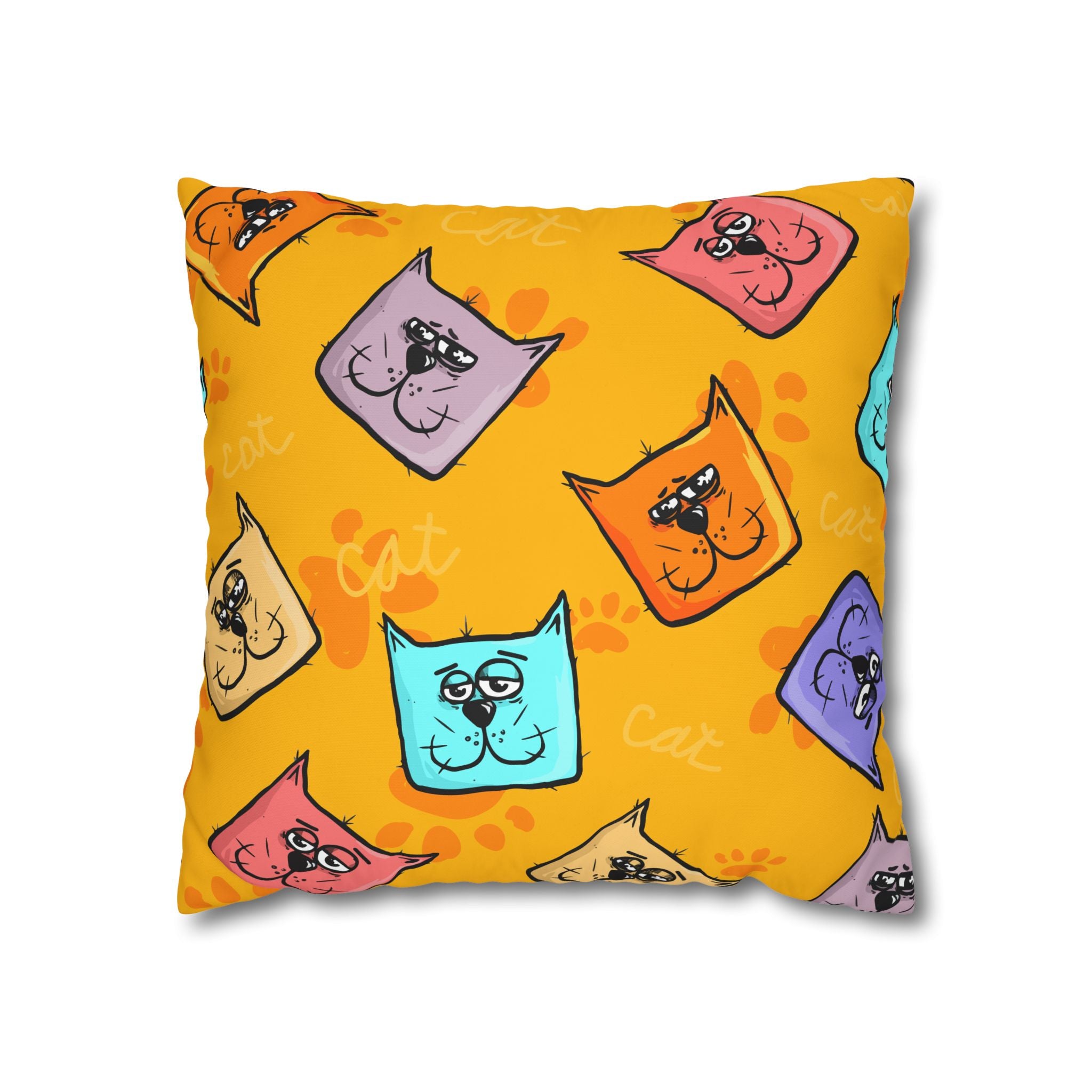 Pastel Cat Pillowcase - Gold Paw Print