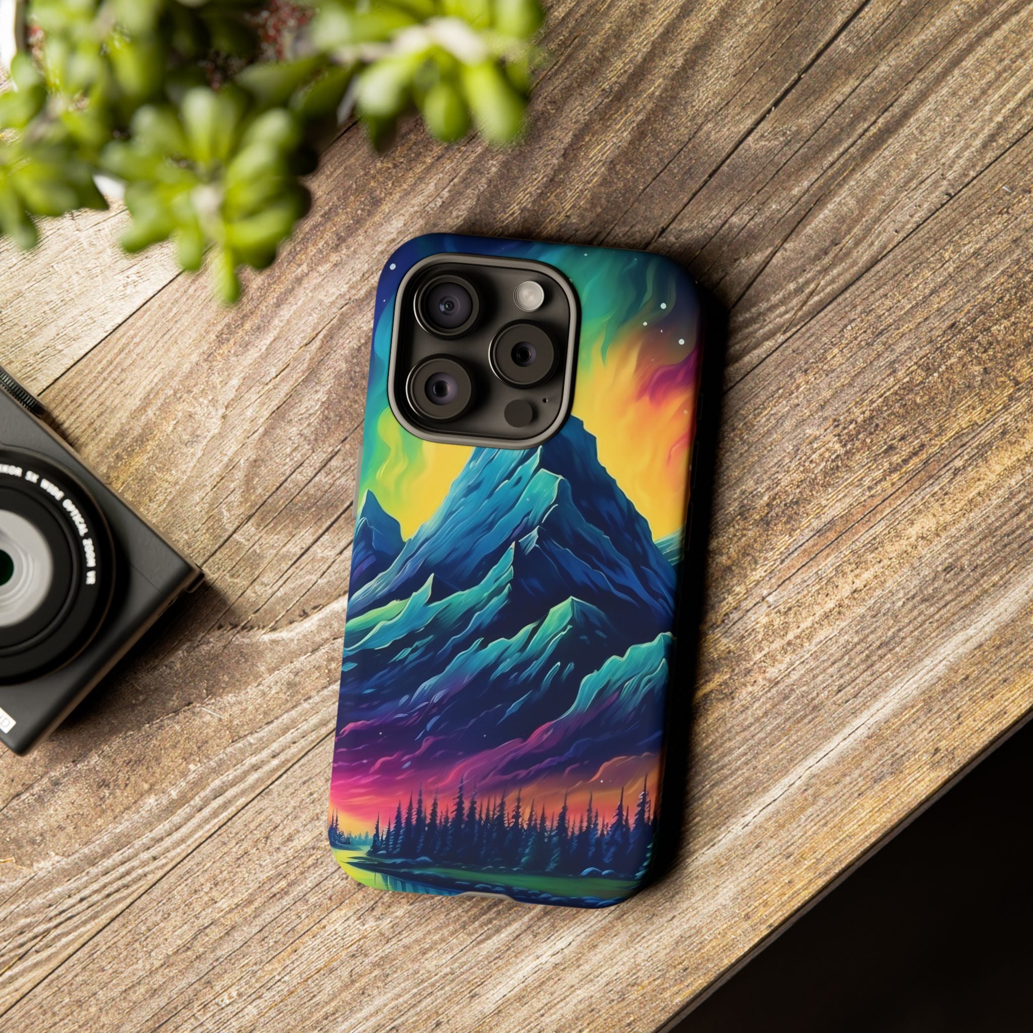 Aurora Mountain Hexagon iPhone Case