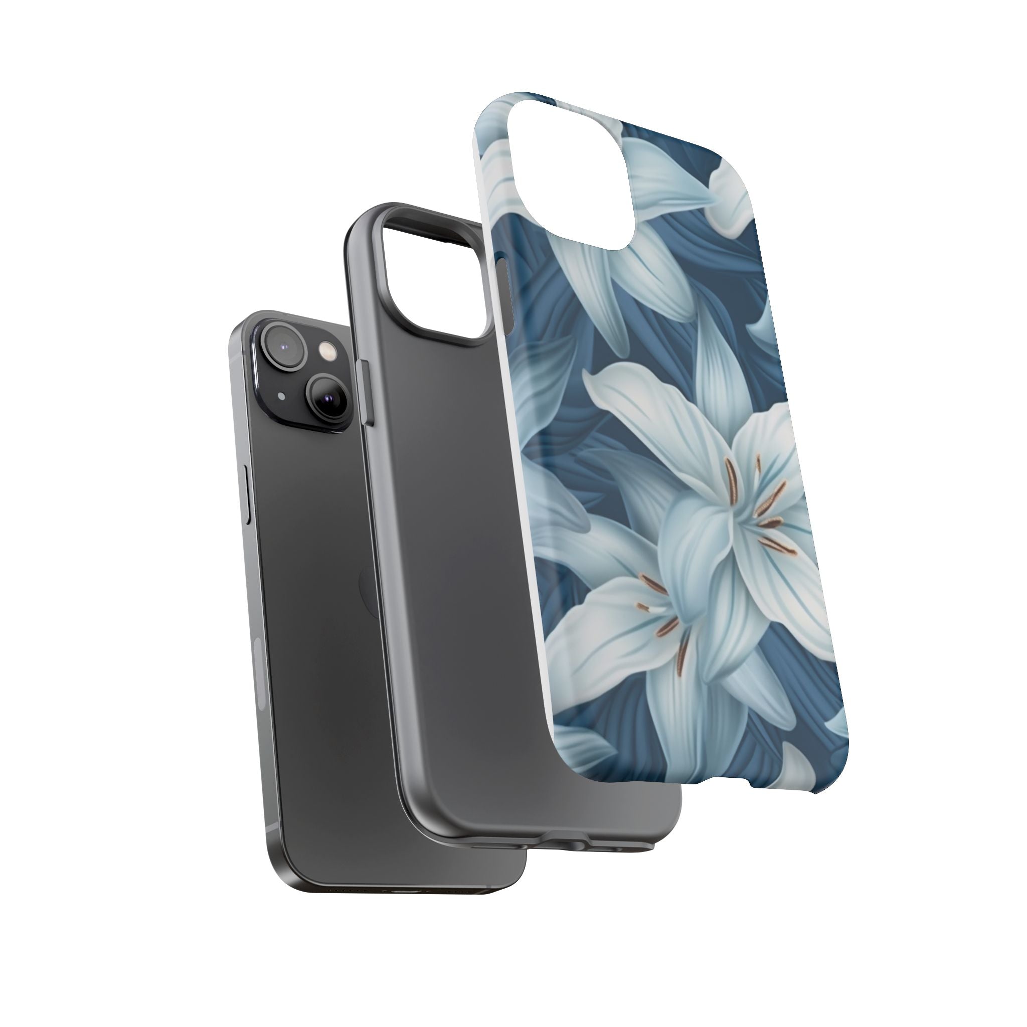 Pastel Blue Lily iPhone Case - Hexagon Stone