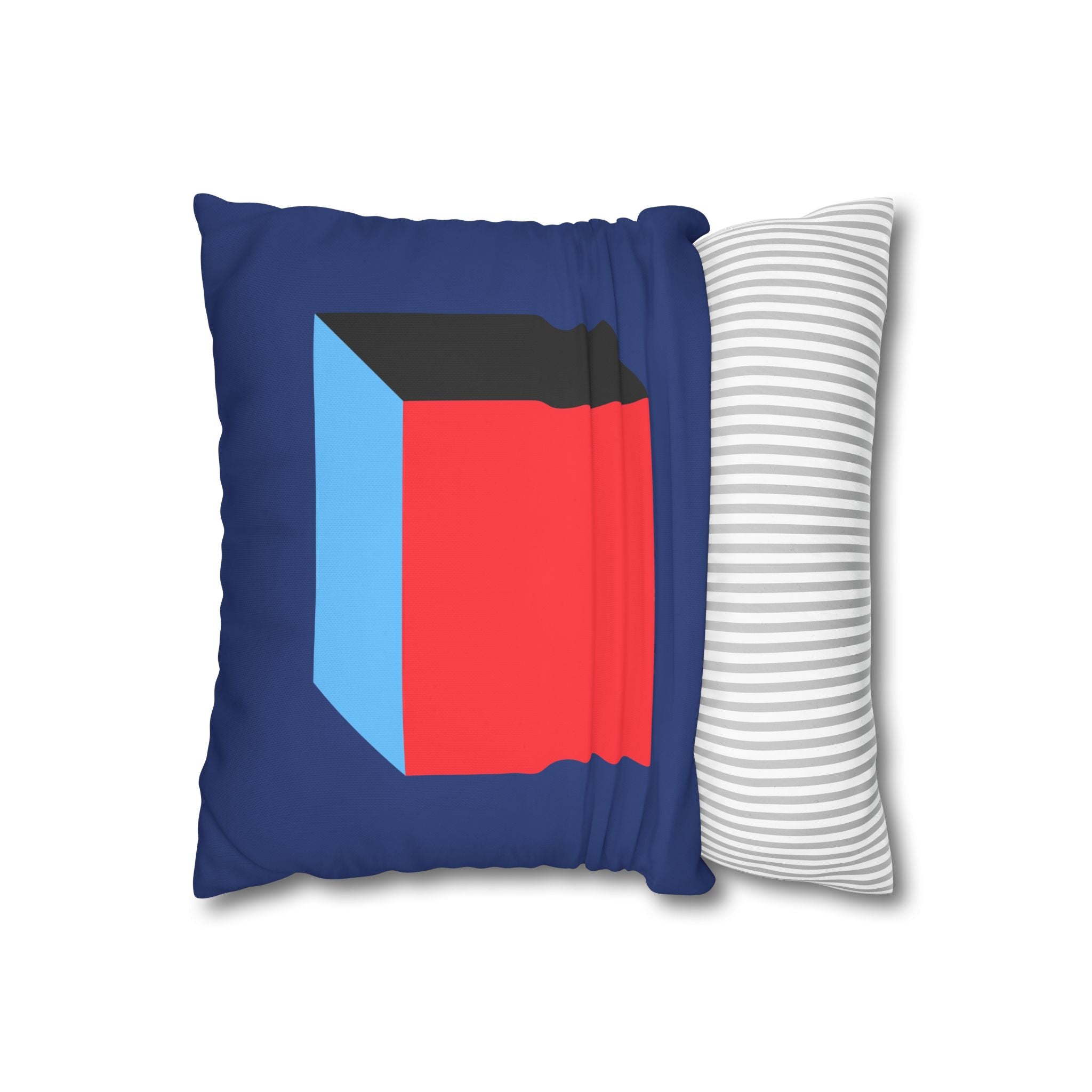 Geometric Cube Pillowcase - Red & Blue