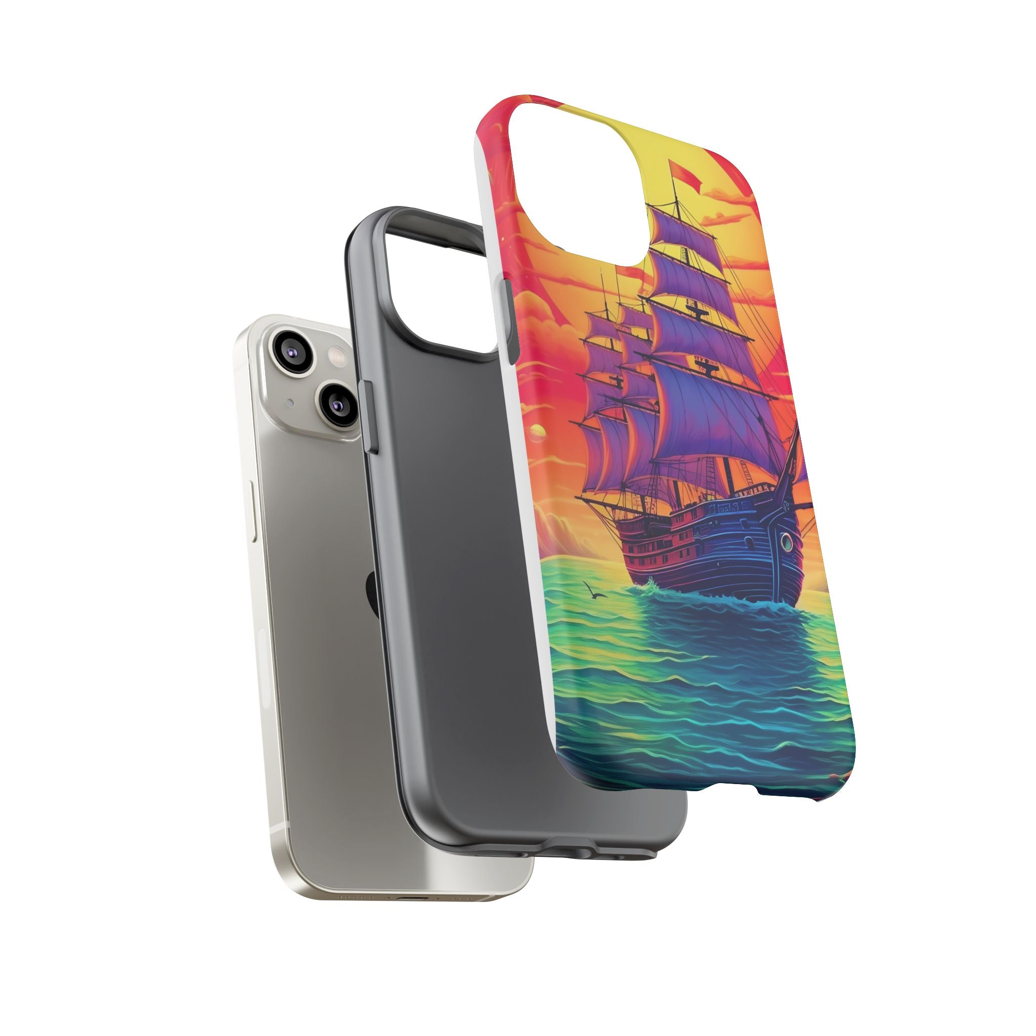 Sunset Galleon Hexagon Stone iPhone Case