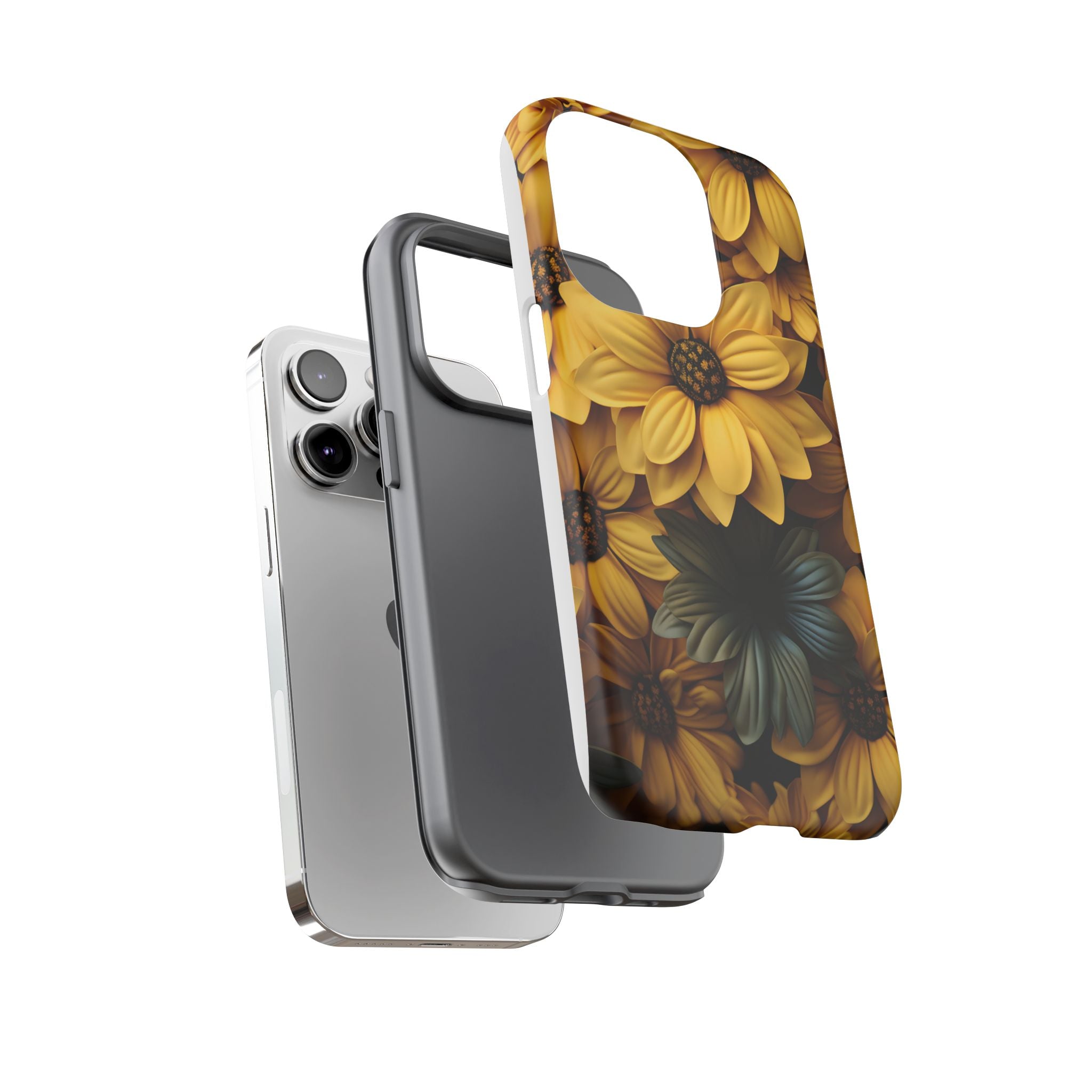 Golden Bloom Hexagon iPhone Case - Rugged Texture