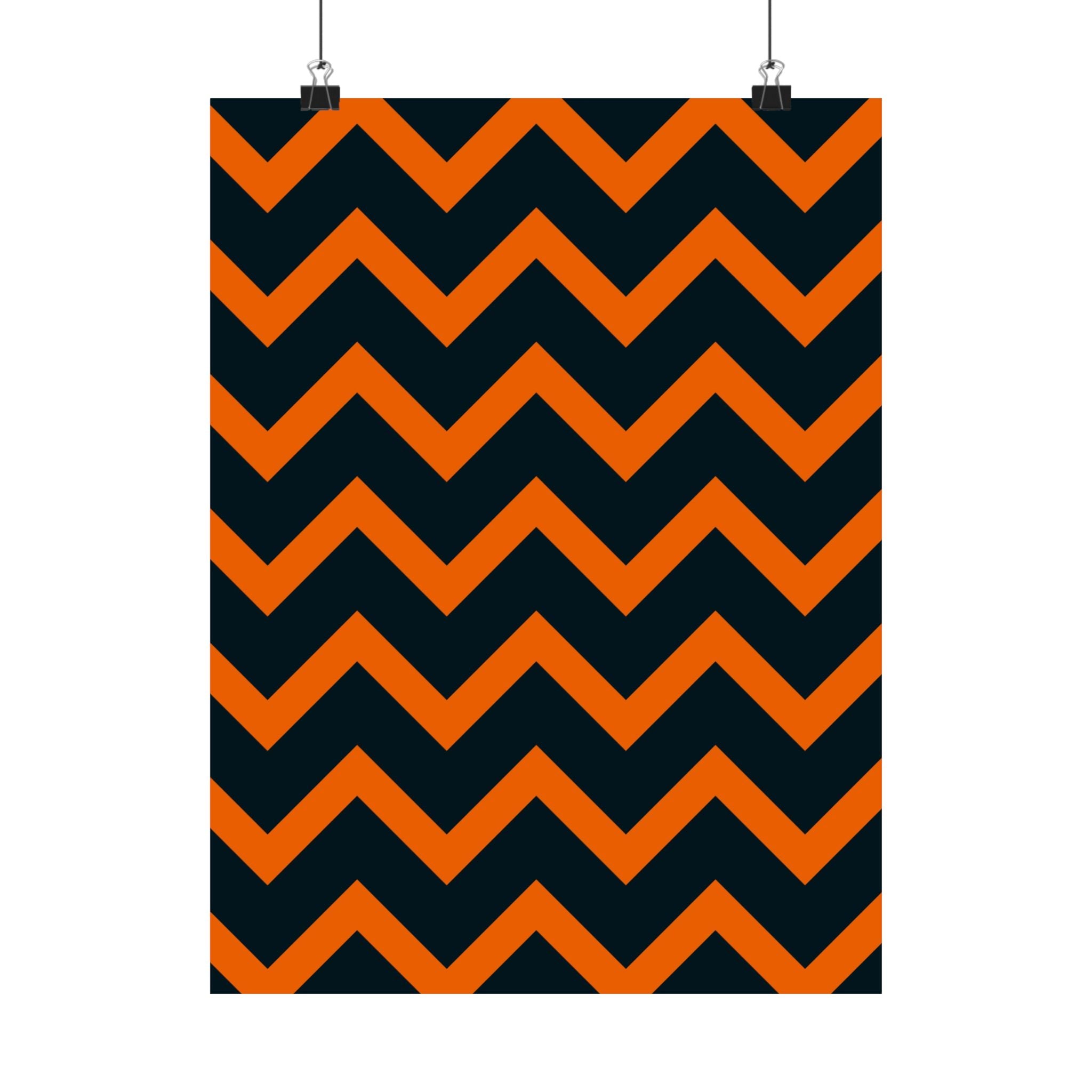 Orange & Blue Chevron Stripe Poster