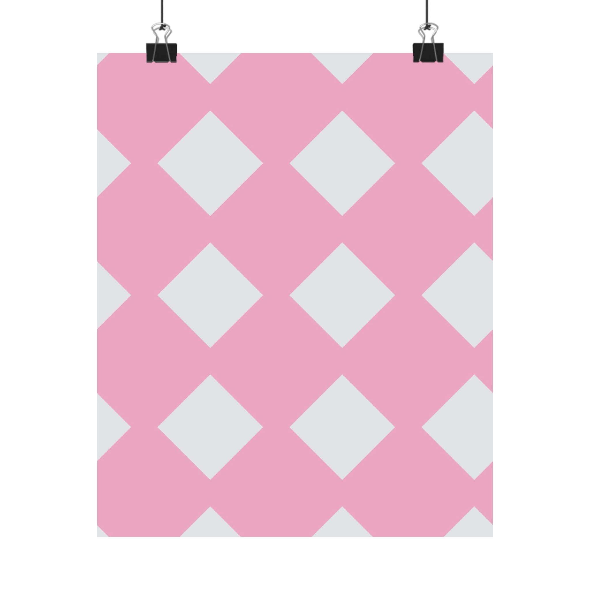 Pink & Grey Diamond Pattern Poster