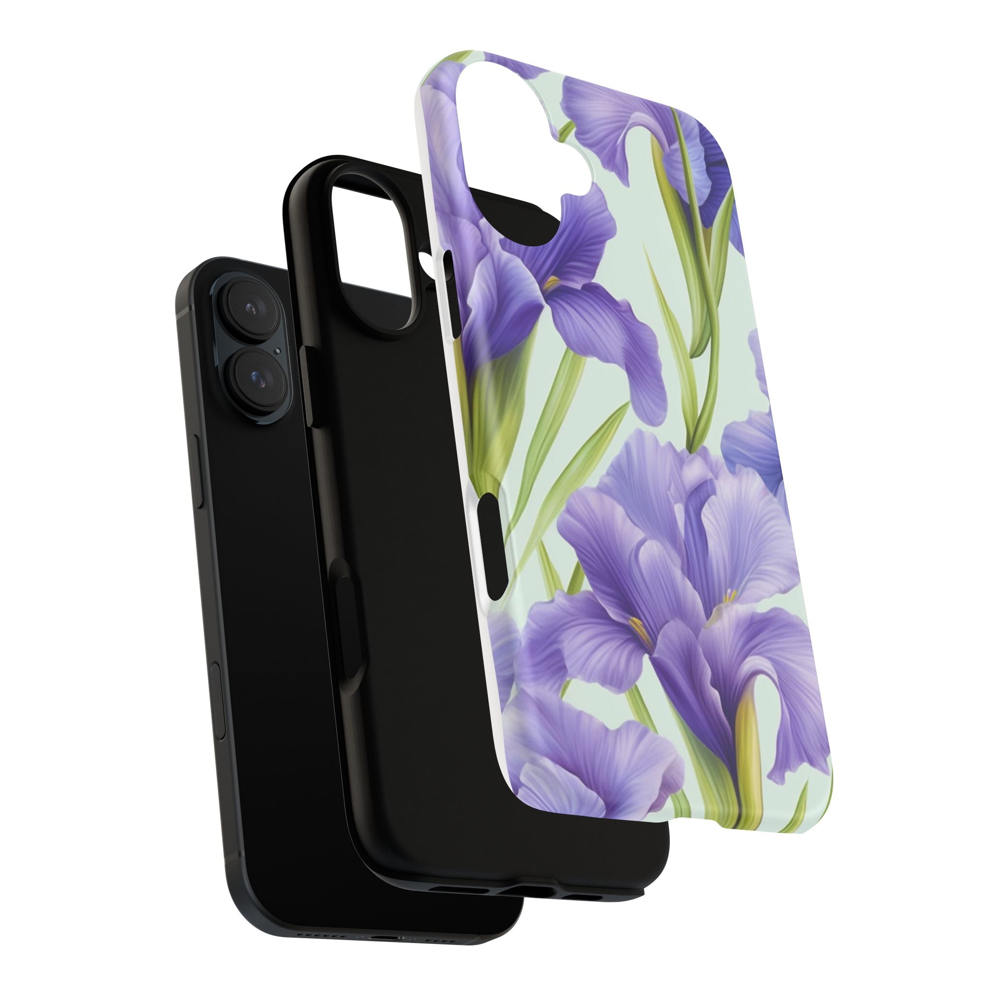 Purple Iris Floral iPhone Case - Hexagon Stone