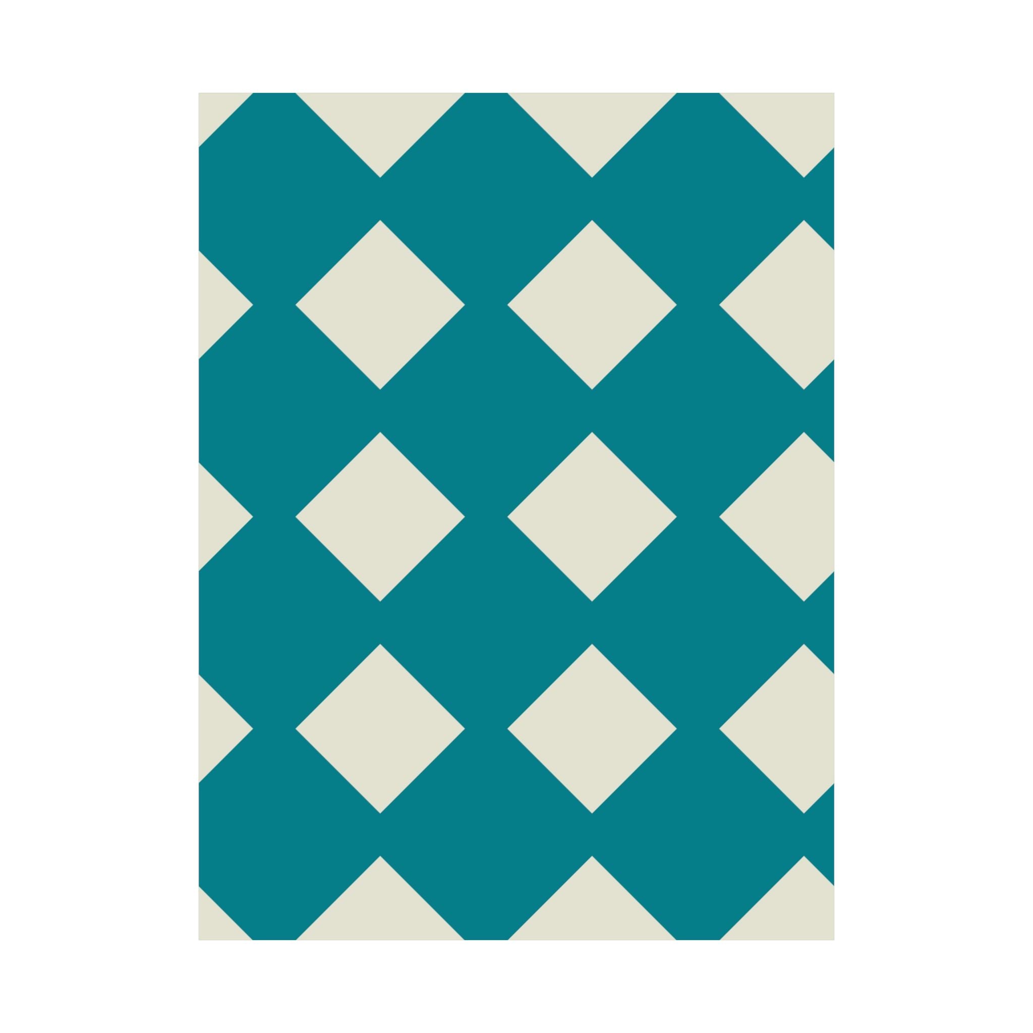 Teal & White Diamond Geometric Poster