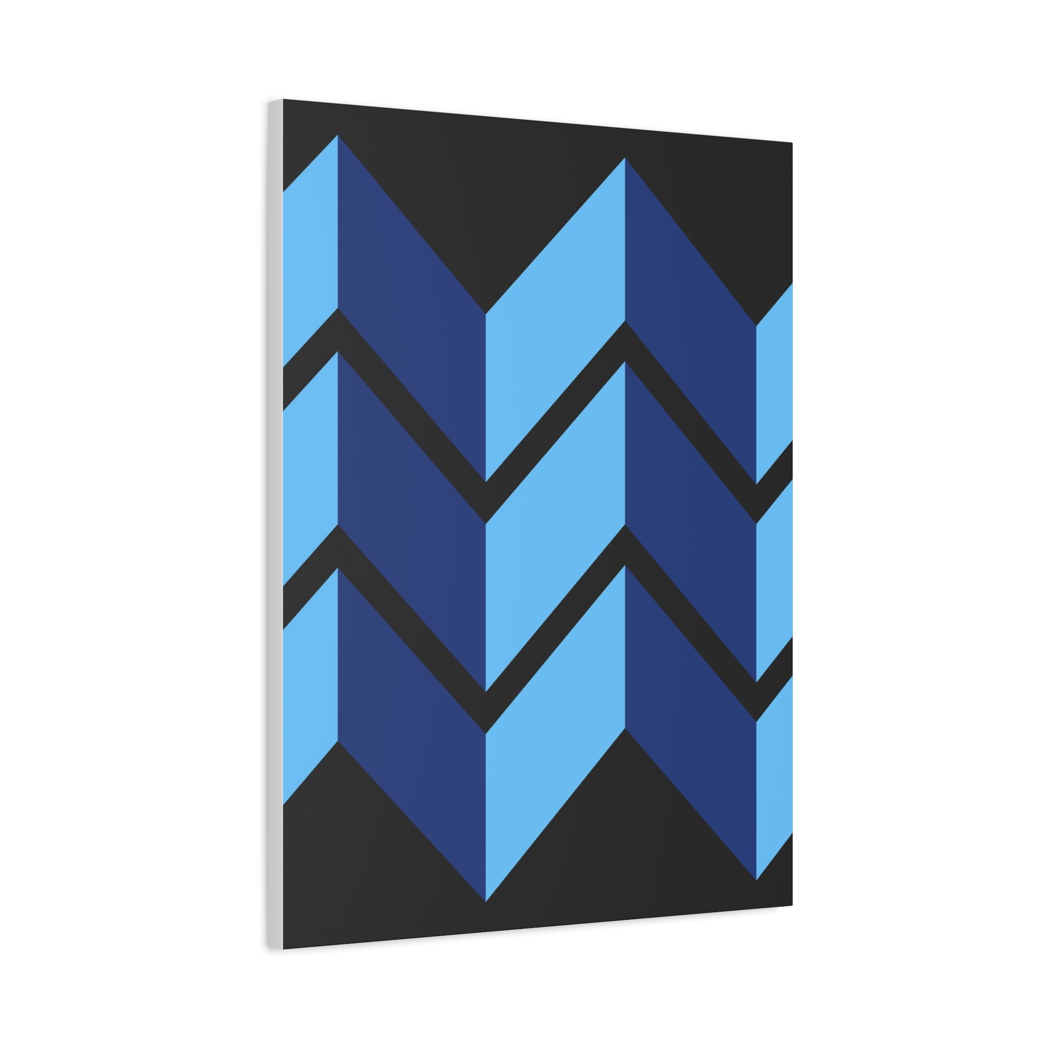 Abstract Blue Chevron Canvas Art