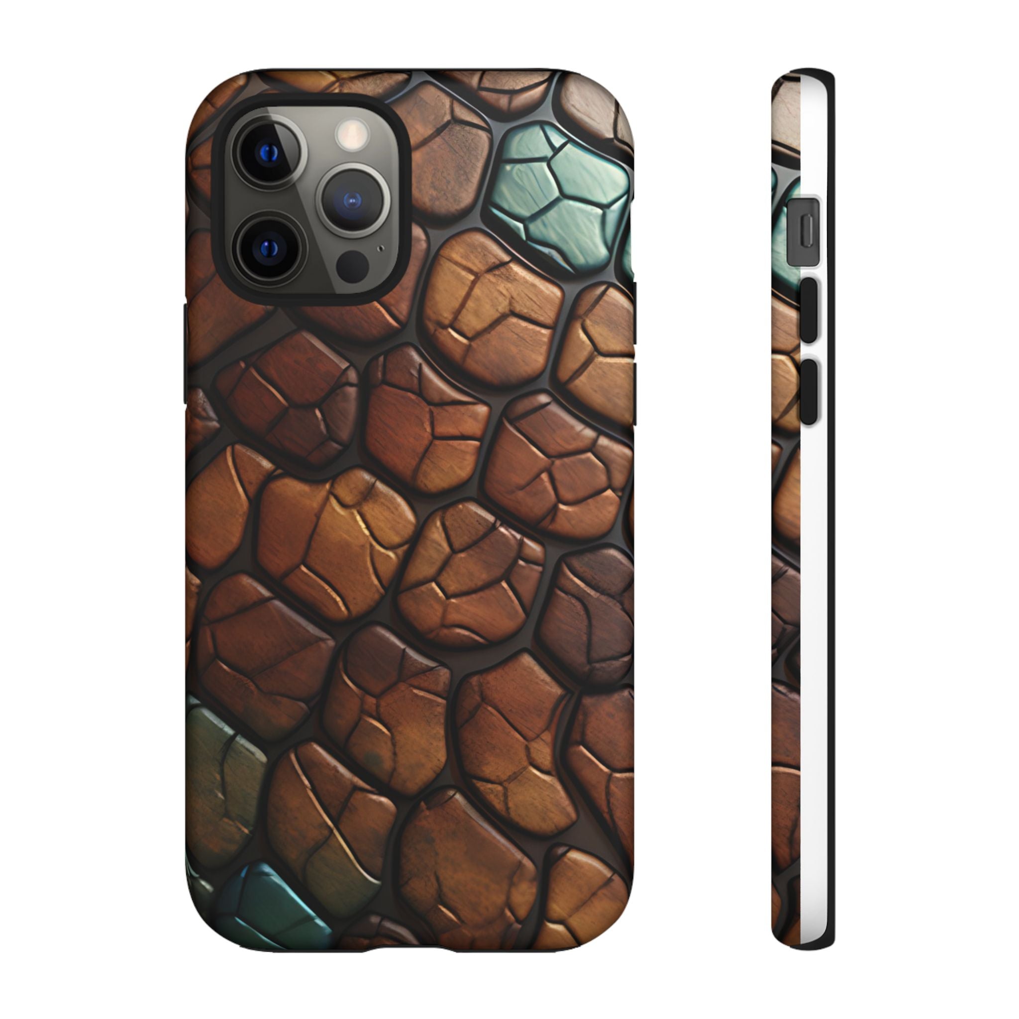 Mosaic Reptile iPhone Case - Teal & Brown