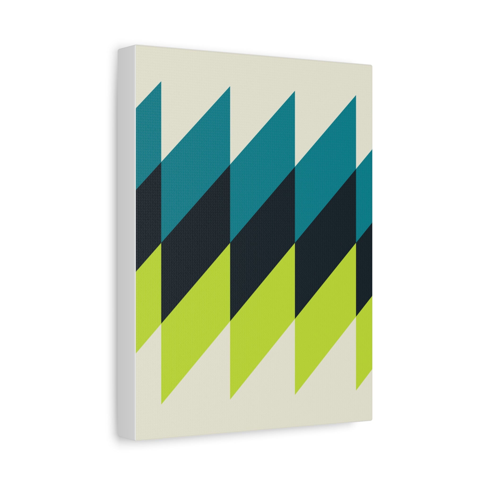 Geometric Teal & Lime Green Canvas Art