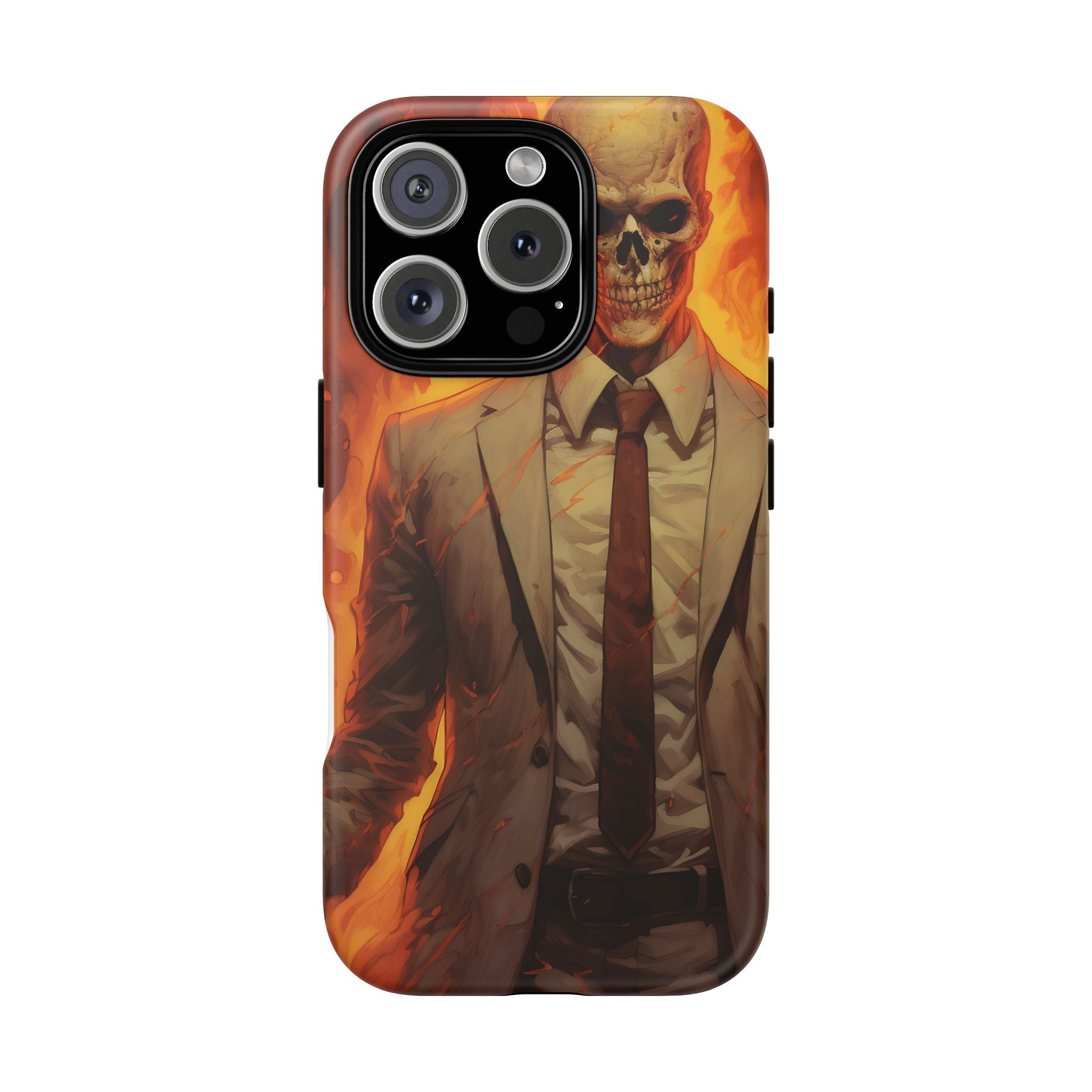 Fiery Skull Man Hexagon Stone iPhone Case