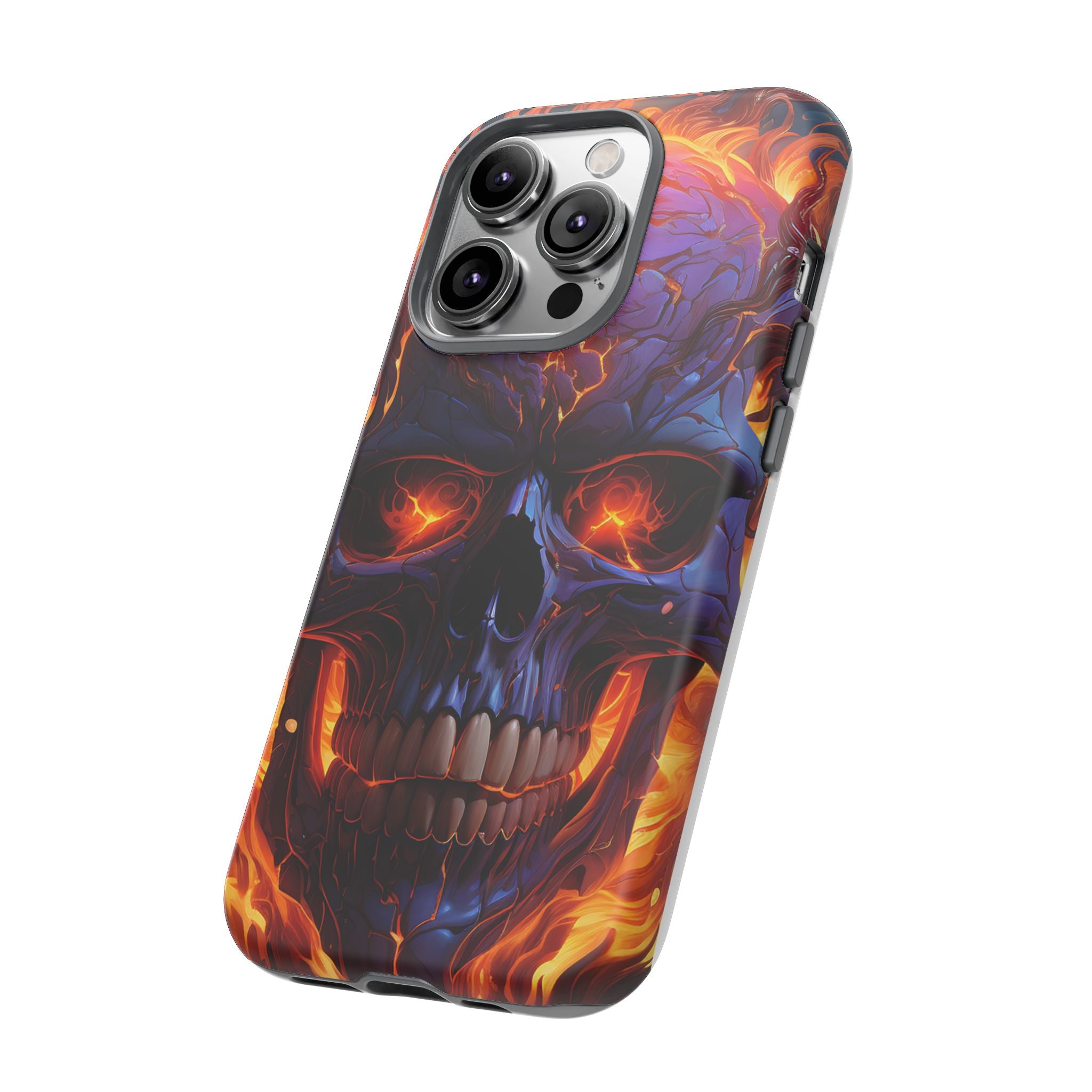 Fiery Skull Hexagon iPhone Case - Rugged Texture