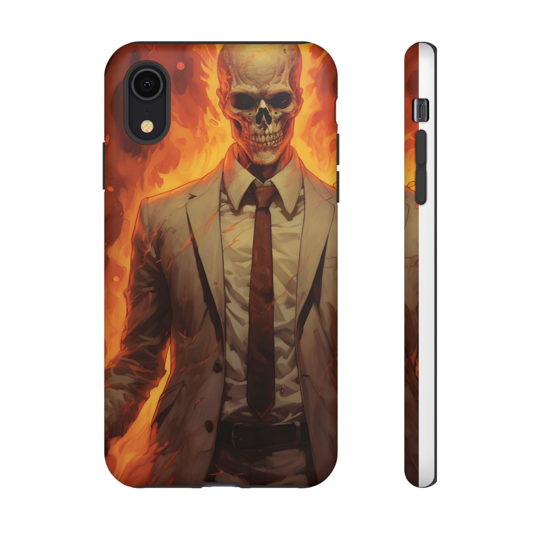 Fiery Skull Man Hexagon Stone iPhone Case