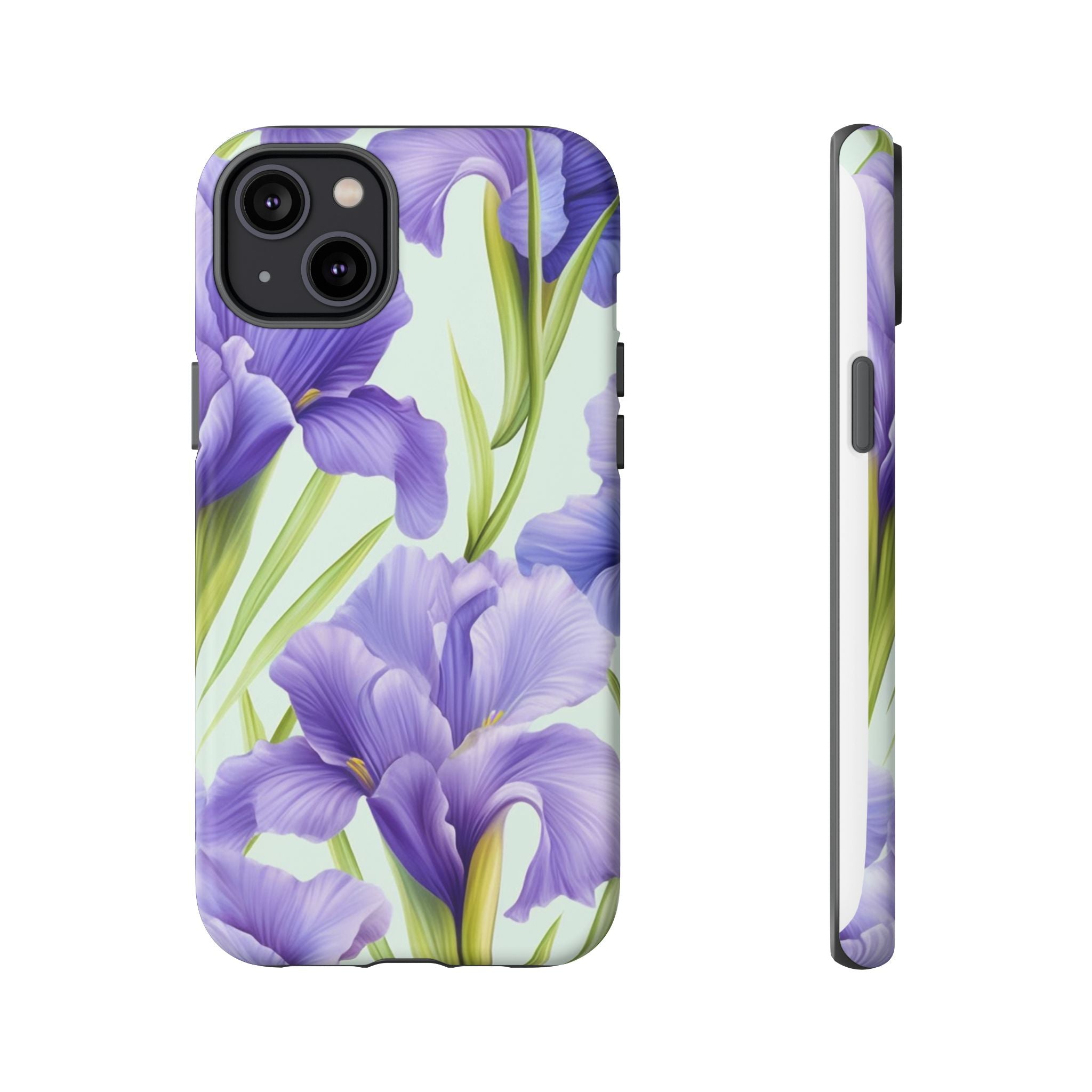 Purple Iris Floral iPhone Case - Hexagon Stone