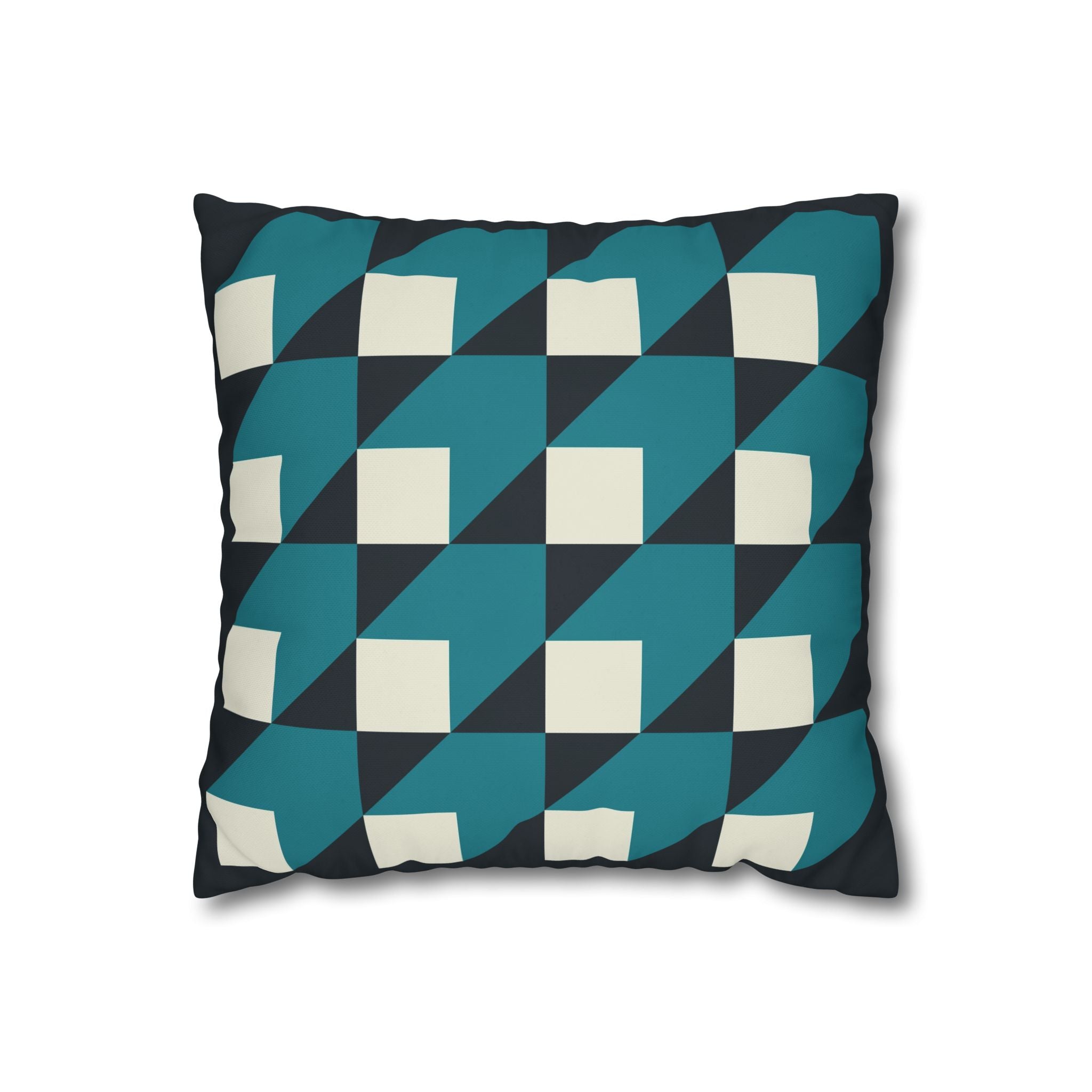 Geometric Teal & White Cube Pillowcase